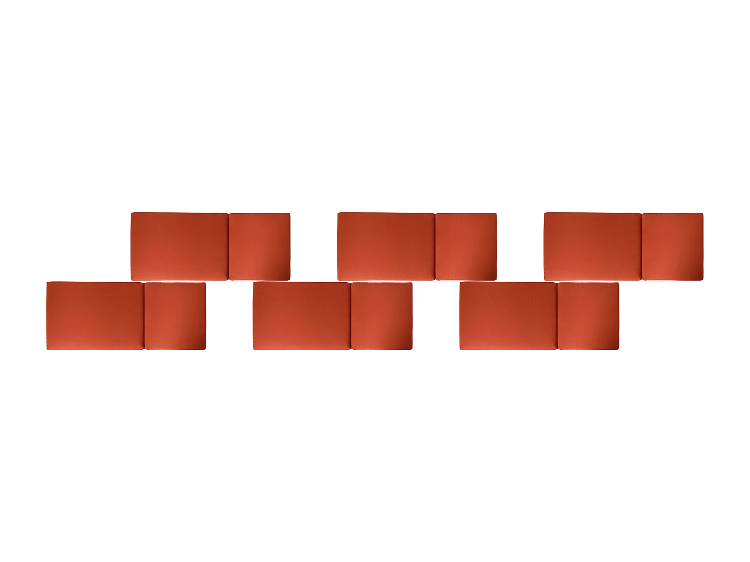 Lot de 6 coussins de jardin JAVA/AMANTEA PREMIUM 50 x 70 cm Rouge