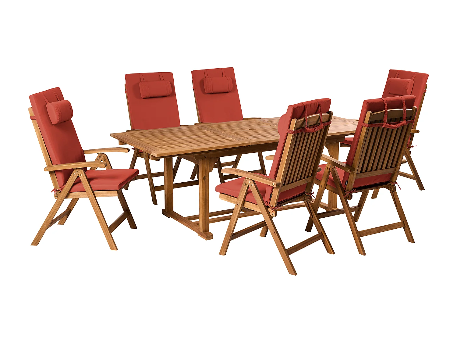 Lot de 6 coussins de jardin JAVA/AMANTEA PREMIUM 50 x 70 cm Rouge