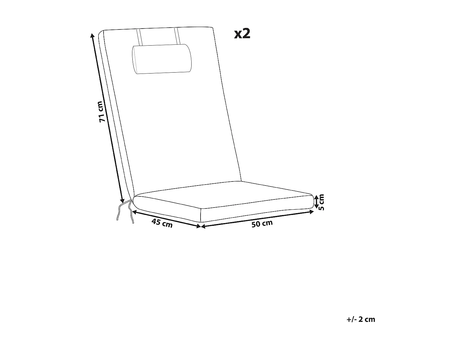 Lot de 2 coussins de jardin JAVA/AMANTEA PREMIUM 50 x 70 cm Rouge