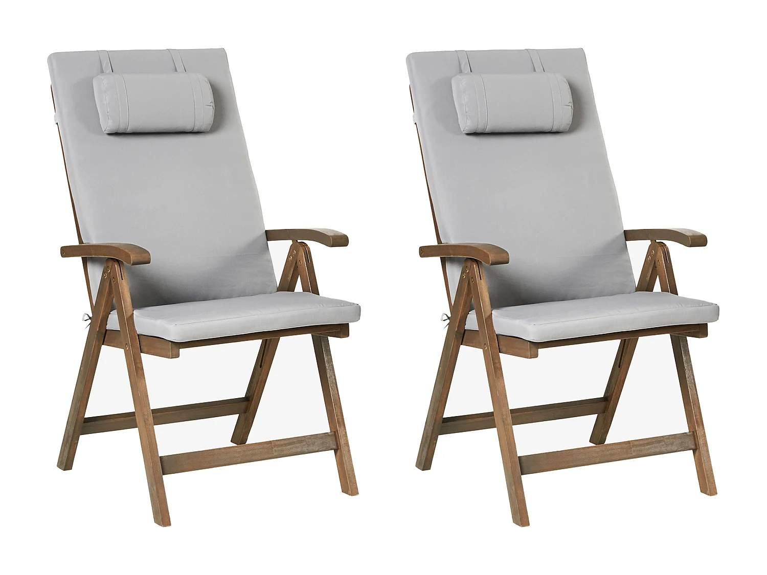 Lot de 2 chaises de jardin avec coussins AMANTEA PREMIUM Acacia Gris clair