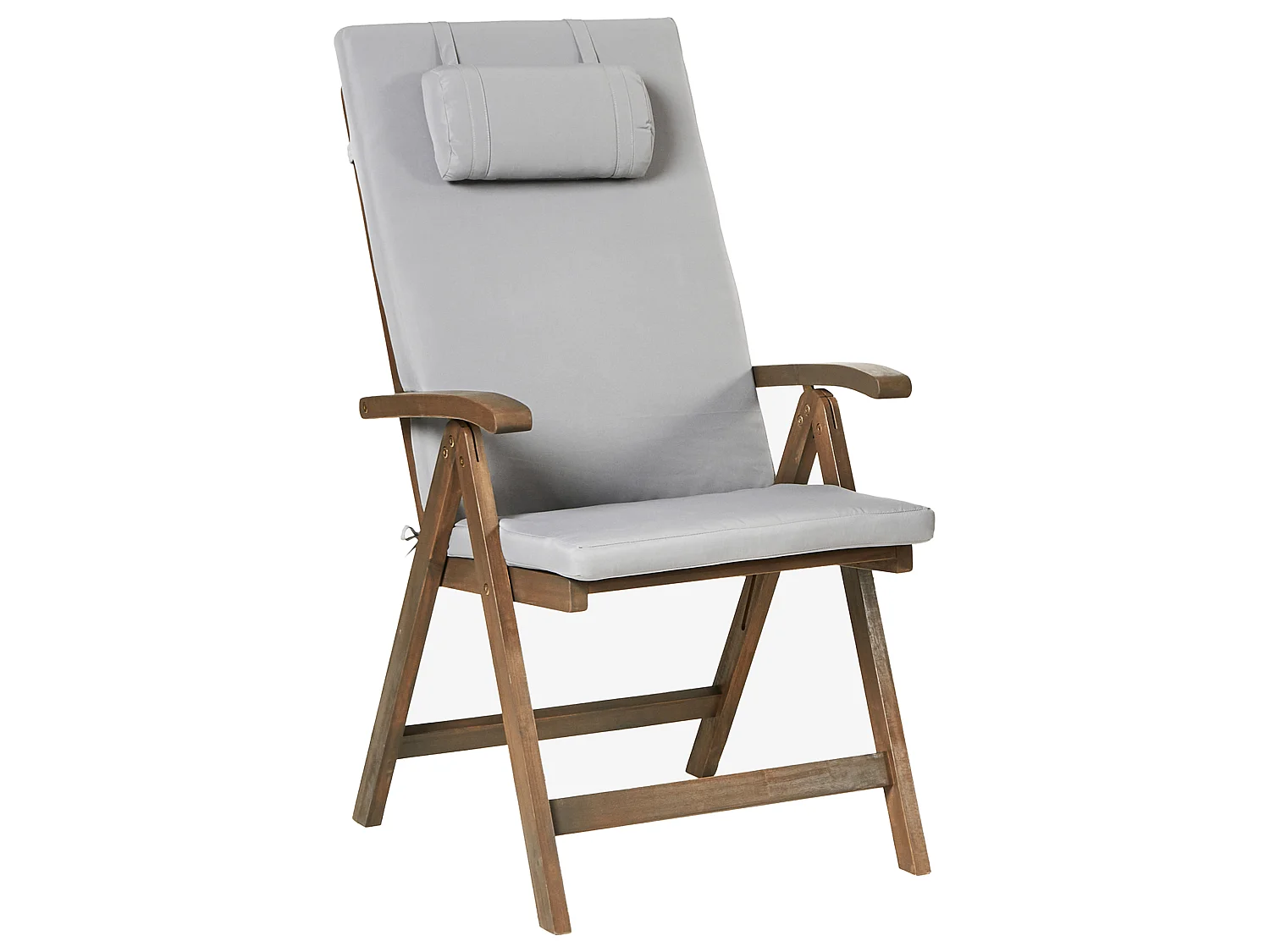 Lot de 2 chaises de jardin avec coussins AMANTEA PREMIUM Acacia Gris clair
