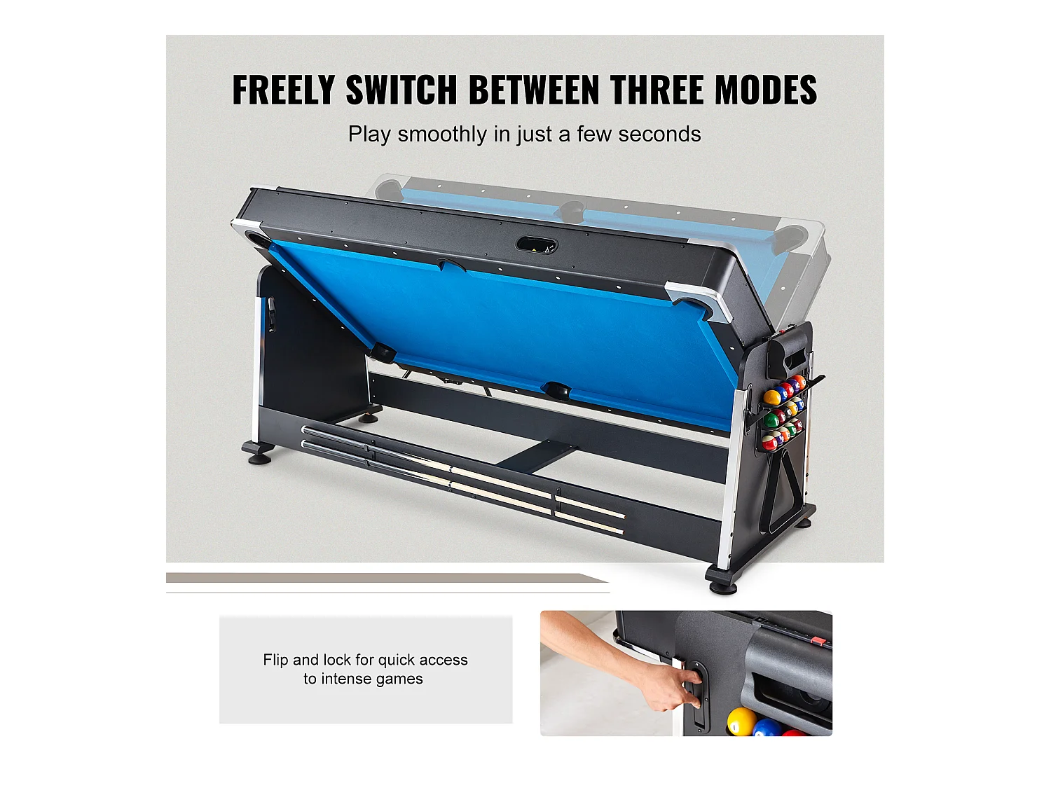 Table de Air Hockey, SucceBuy Table Multi-Jeux Pivotante pour Billard, Air Hockey et Tennis de Table
