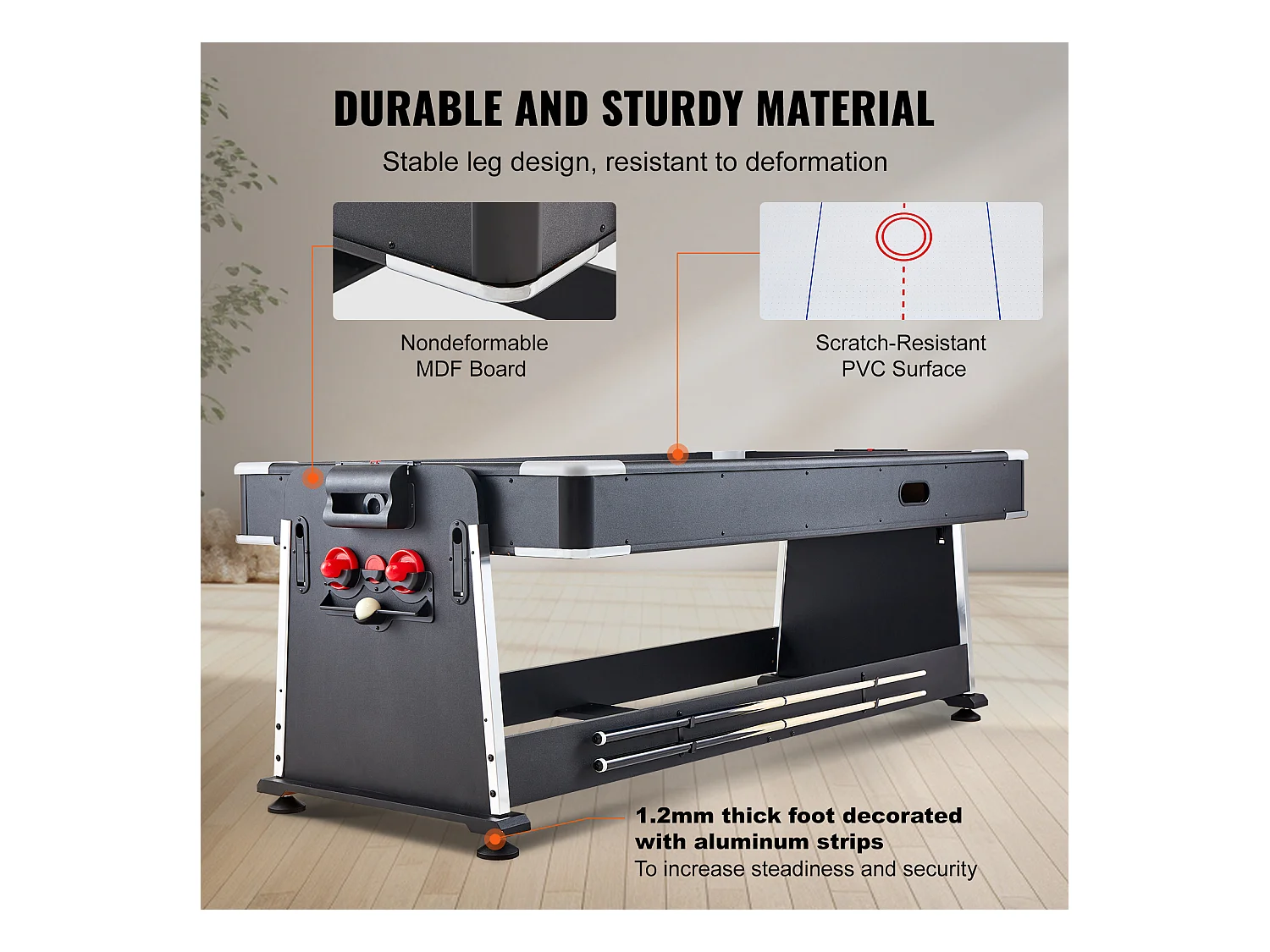 Table de Air Hockey, SucceBuy Table Multi-Jeux Pivotante pour Billard, Air Hockey et Tennis de Table