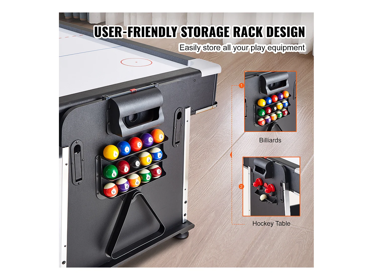 Table de Air Hockey, SucceBuy Table Multi-Jeux Pivotante pour Billard, Air Hockey et Tennis de Table