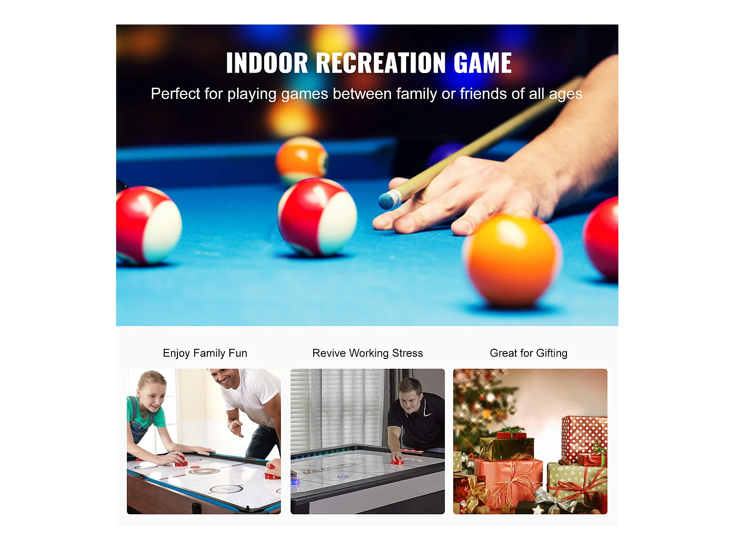 Table de Air Hockey, SucceBuy Table Multi-Jeux Pivotante pour Billard, Air Hockey et Tennis de Table