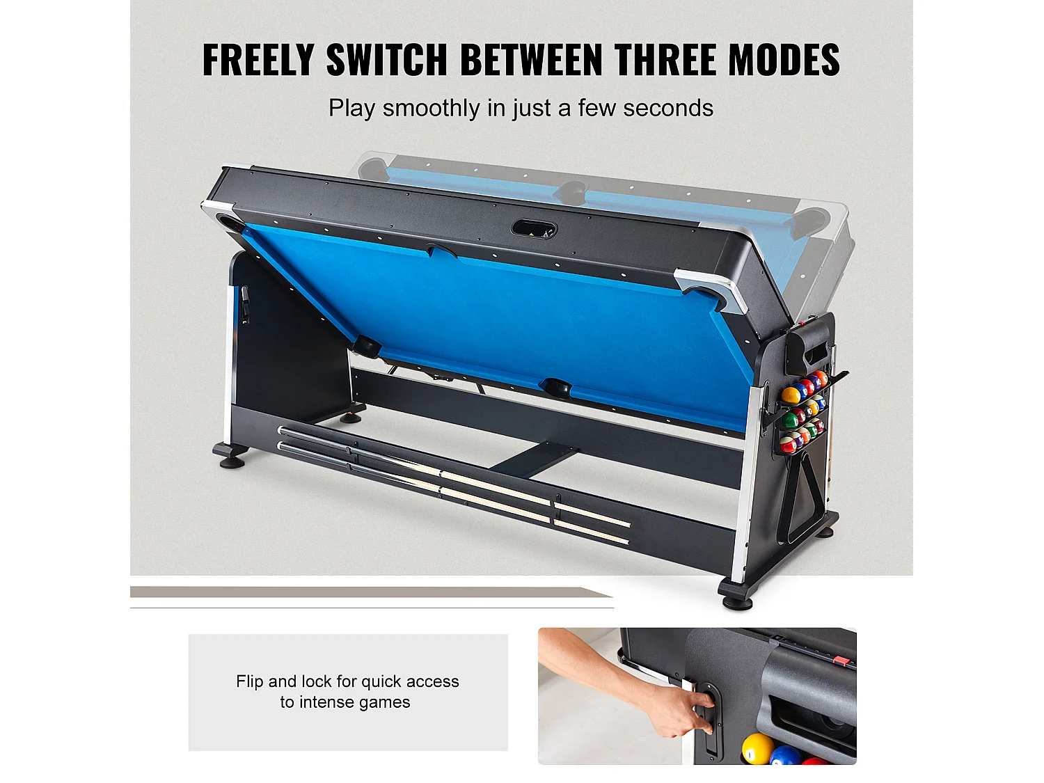 Table de Air Hockey, SucceBuy Table Multi-Jeux Pivotante pour Billard, Air Hockey et Tennis de Table