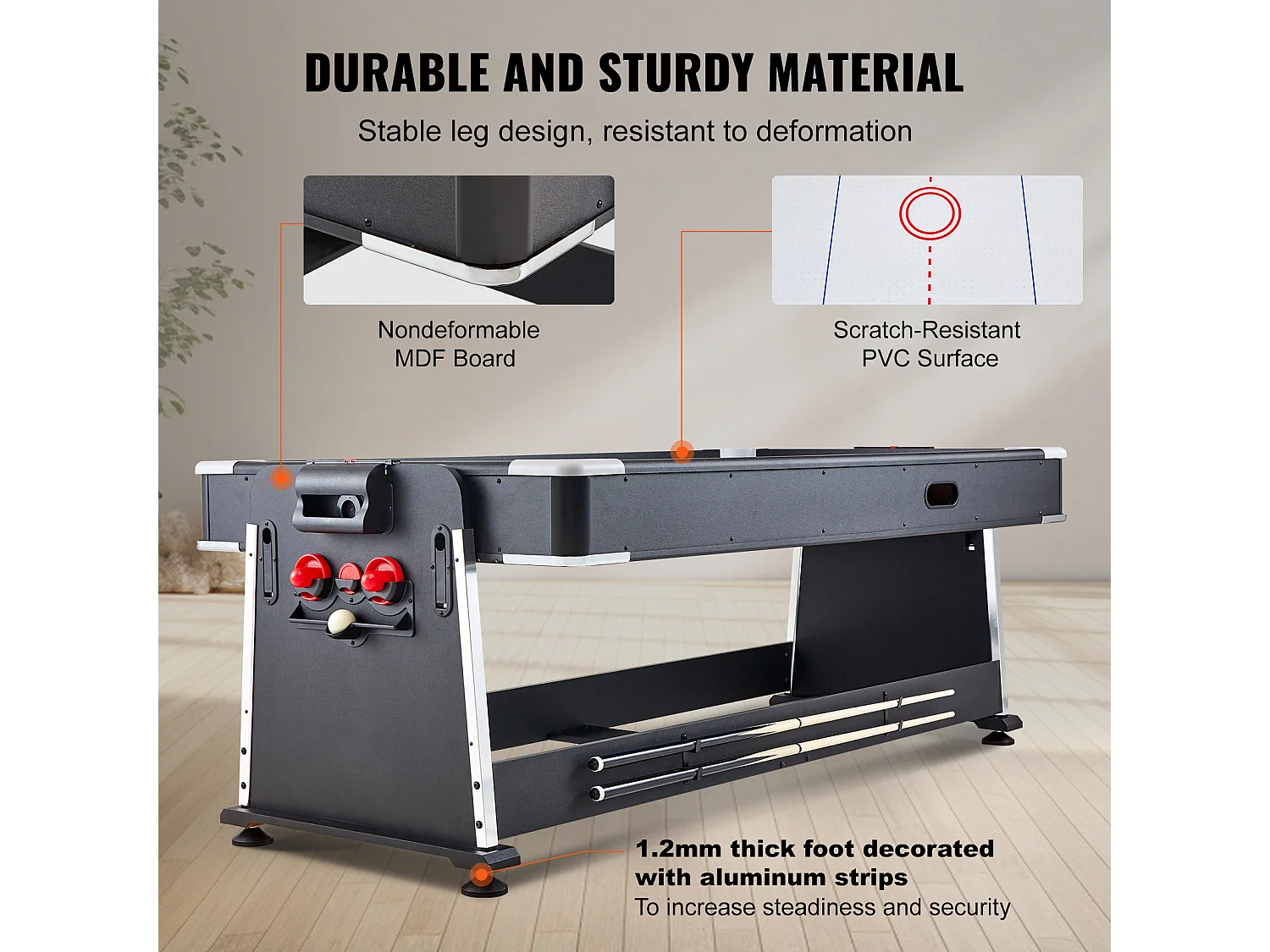 Table de Air Hockey, SucceBuy Table Multi-Jeux Pivotante pour Billard, Air Hockey et Tennis de Table