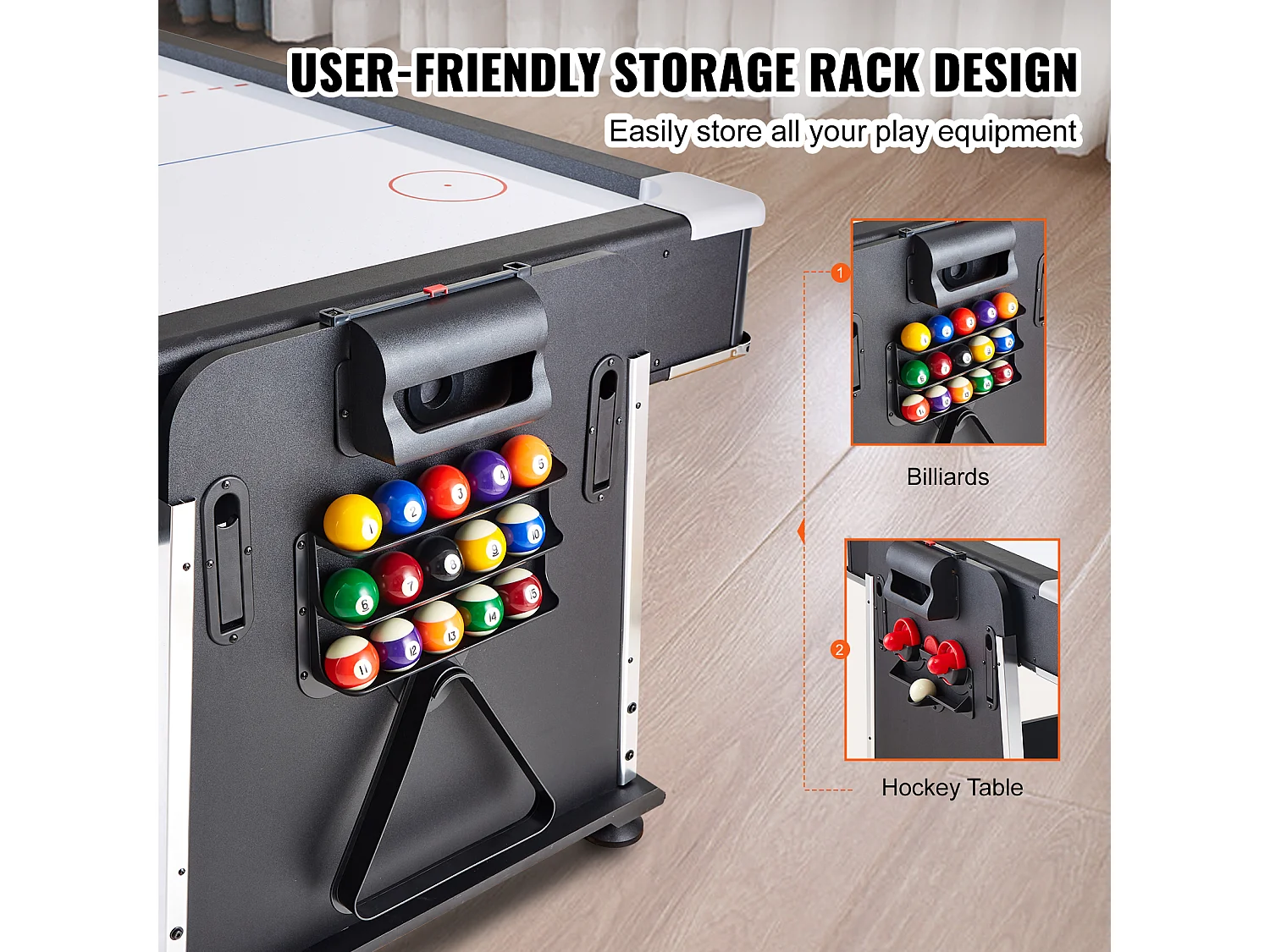 Table de Air Hockey, SucceBuy Table Multi-Jeux Pivotante pour Billard, Air Hockey et Tennis de Table