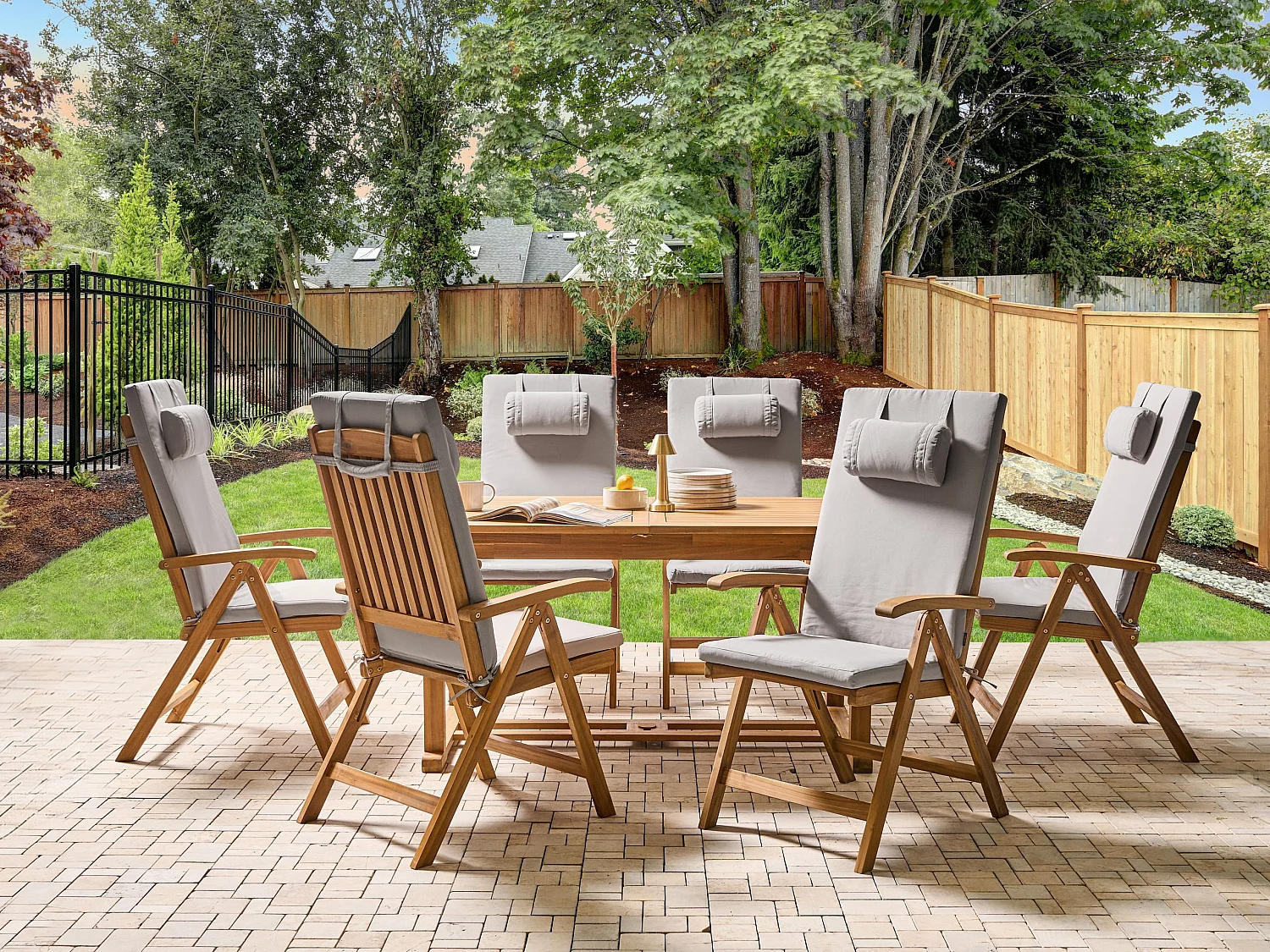 Lot de 6 coussins de jardin JAVA/AMANTEA PREMIUM 50 x 70 cm Gris clair