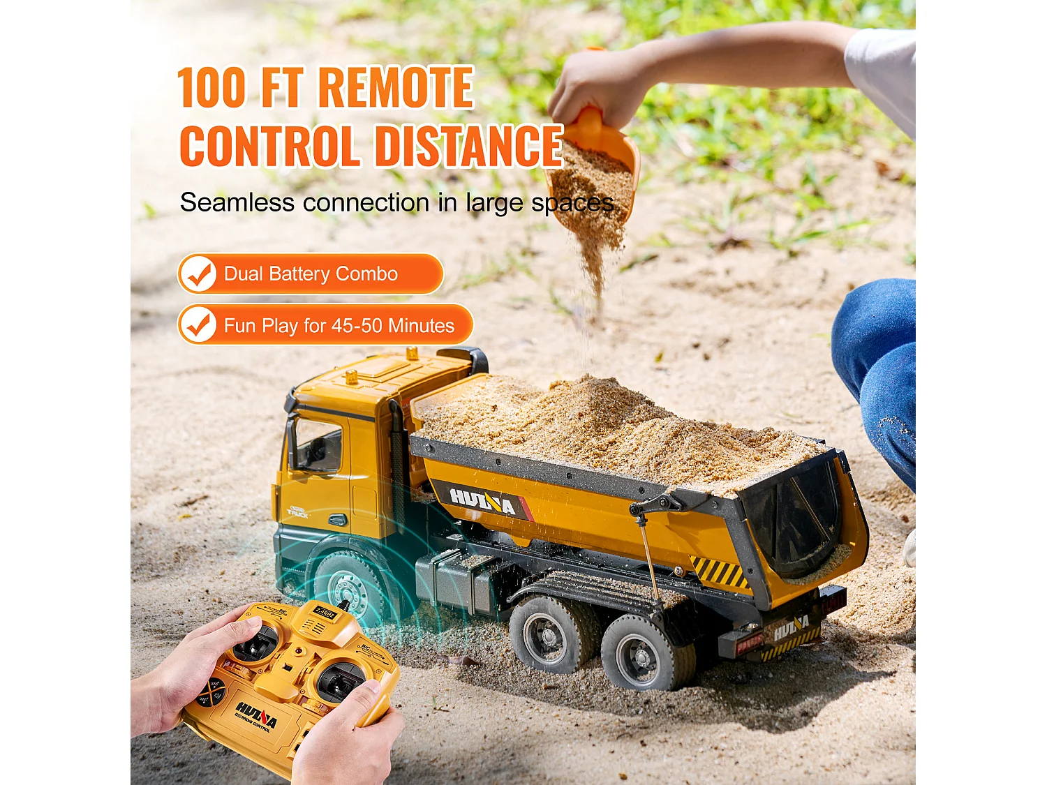 Brinquedo de Veículo de Construção, SucceBuy 10CH 1:14 Camião Basculante de Controlo Remoto, Veículo de Construção de Controlo Remoto