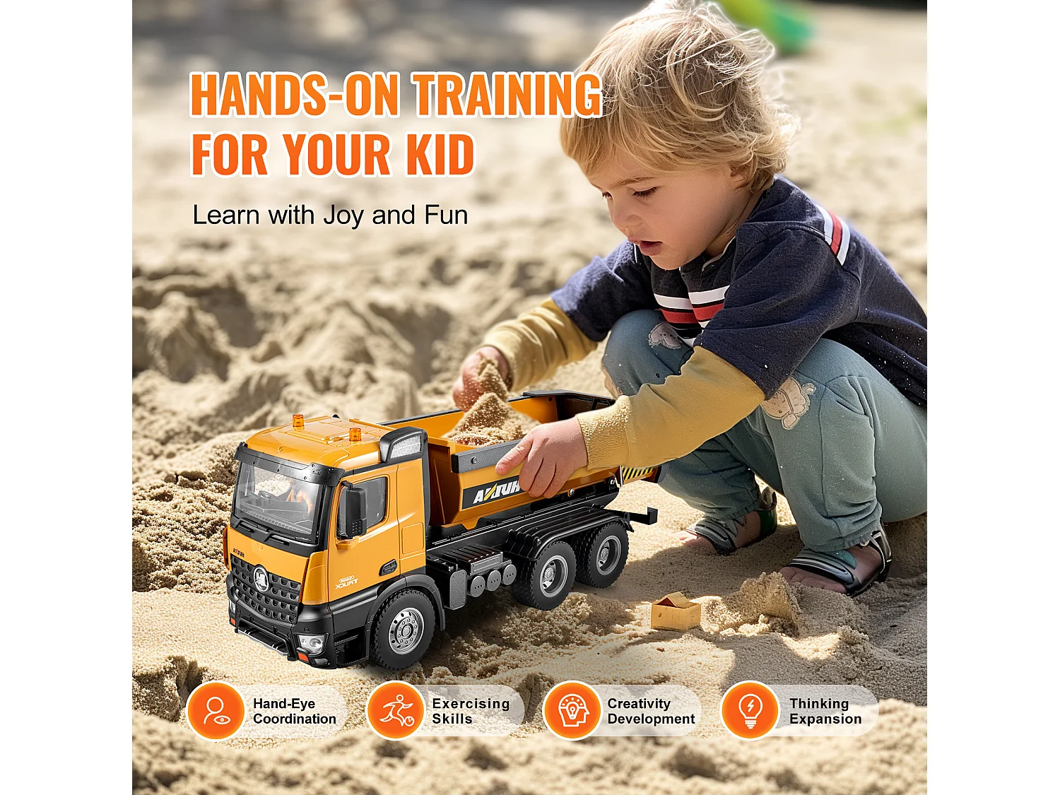 Brinquedo de Veículo de Construção, SucceBuy 10CH 1:14 Camião Basculante de Controlo Remoto, Veículo de Construção de Controlo Remoto