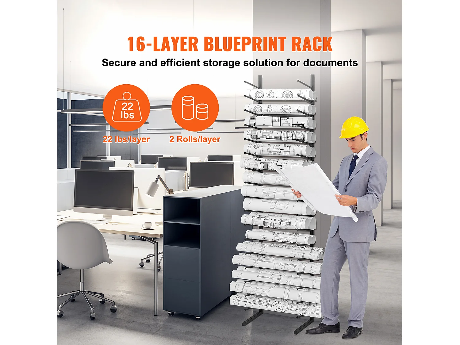 Étagère de Rangement SucceBuy de Plans à 16 Niveaux, Fixation Murale pour une Organisation Efficace des Documents