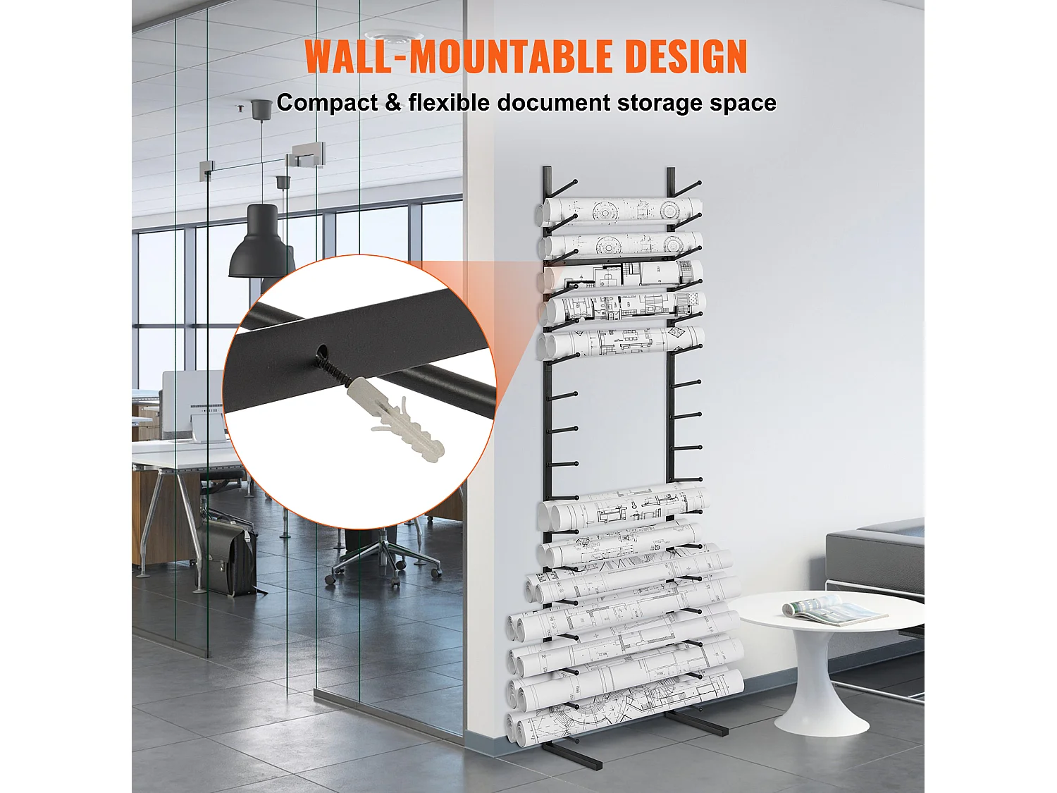 Estantería de Almacenamiento SucceBuy de 16 Niveles, Fijación a la Pared para una Organización Eficaz de los Documentos
