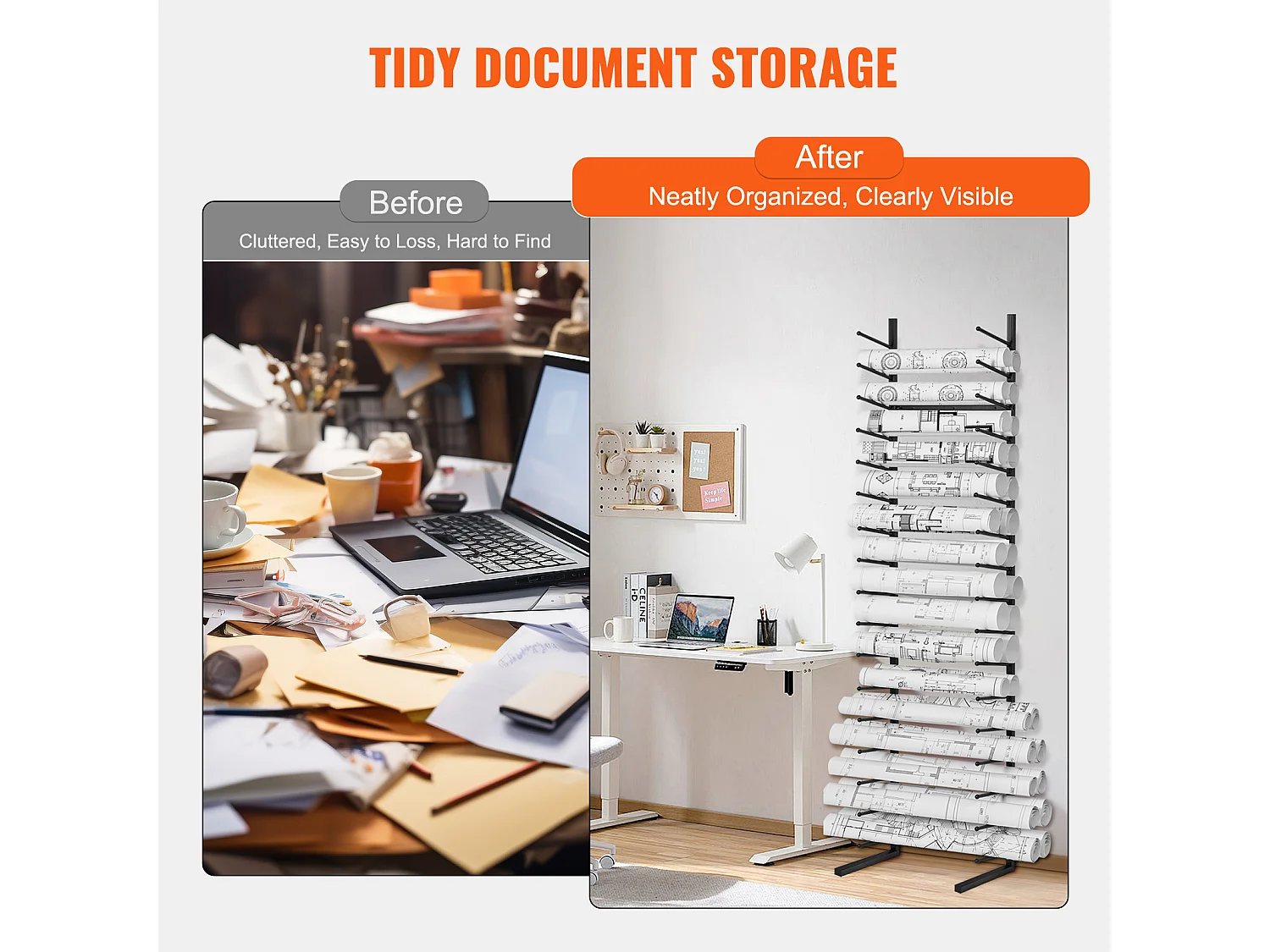 Estantería de Almacenamiento SucceBuy de 16 Niveles, Fijación a la Pared para una Organización Eficaz de los Documentos