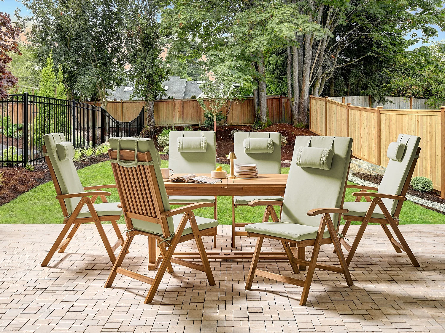 Lot de 6 coussins de jardin JAVA/AMANTEA PREMIUM 50 x 71 cm Vert