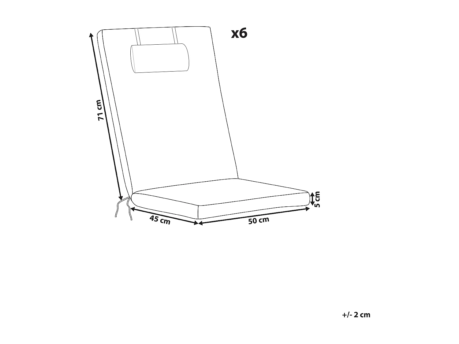 Lot de 6 coussins de jardin JAVA/AMANTEA PREMIUM 50 x 70 cm Taupe