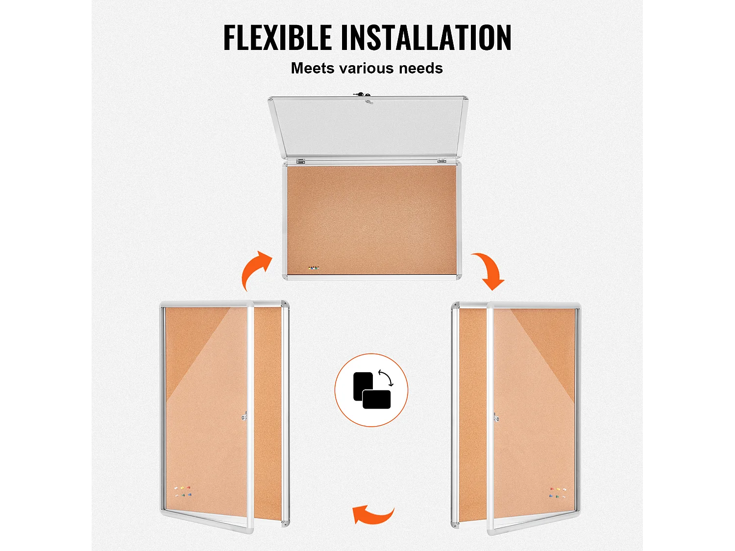 Tableau en Liège SucceBuy Tableau en Liège Verrouillable 91.44cm x 60.96cm avec Cadre en Aluminium – Tableau d'Affichage Fermé