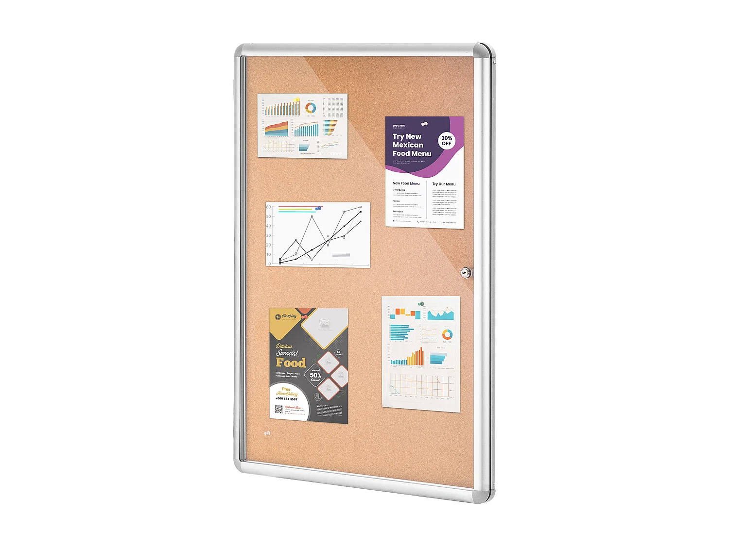 Tableau en Liège SucceBuy Tableau en Liège Verrouillable 91.44cm x 60.96cm avec Cadre en Aluminium – Tableau d'Affichage Fermé