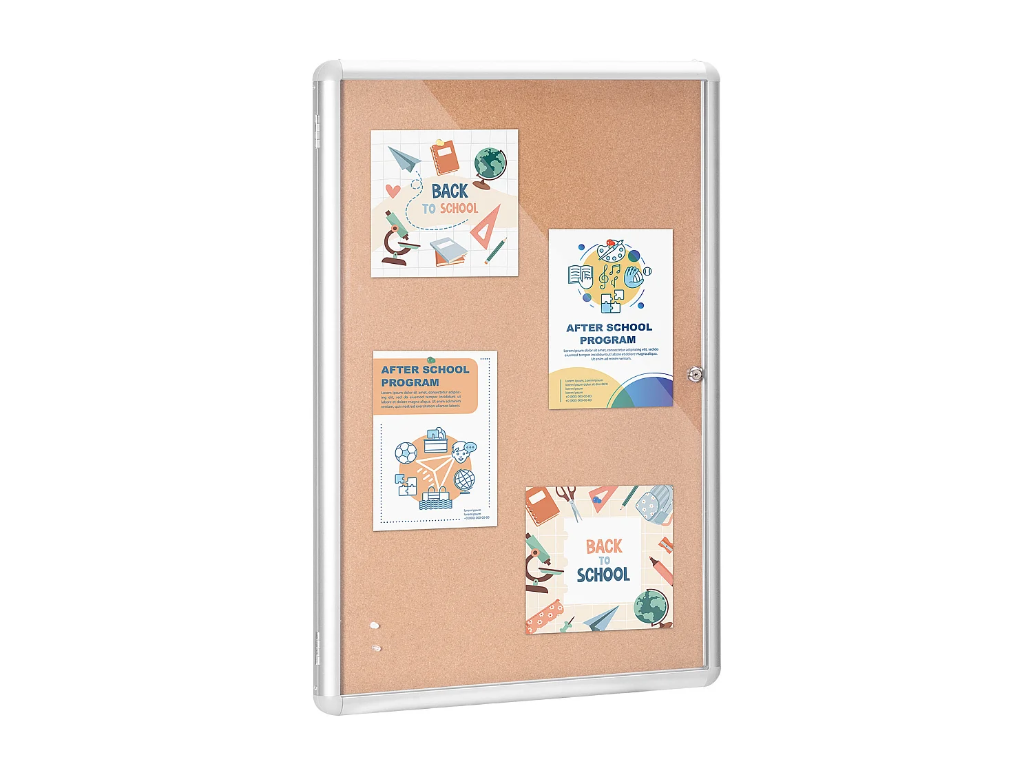 Tableau en Liège SucceBuy Tableau en Liège Verrouillable 91.44cm x 60.96cm avec Cadre en Aluminium – Tableau d'Affichage Fermé