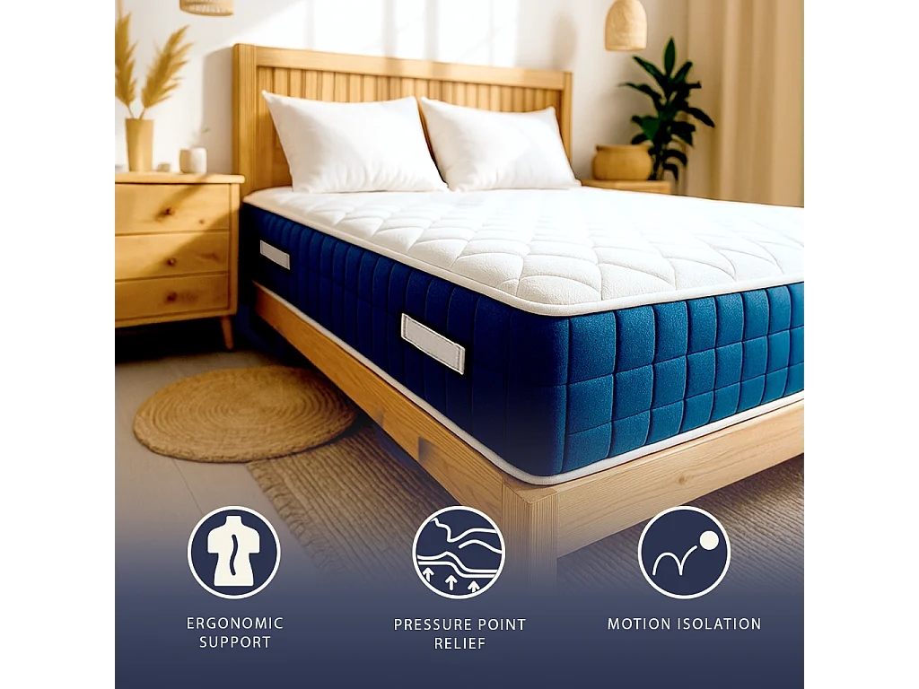 Doppelbett 180 X 200 Taschenfedern & Memory Foam | Höhe 30 cm | Allergikerfreundlich | Medizinprodukt | Italien