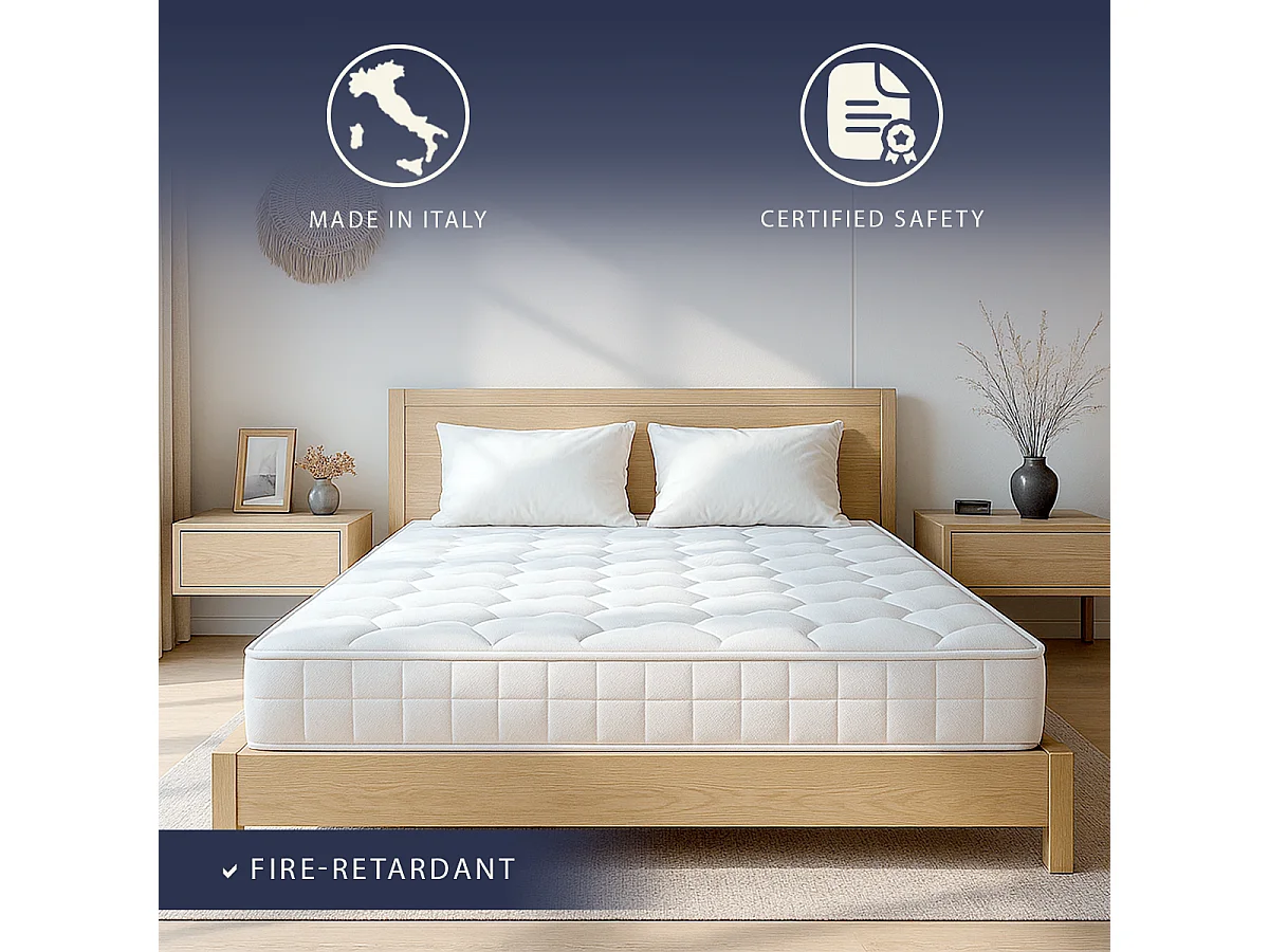 Matelas 160x190 ressorts ensachés + mémoire | H25 cm | Fabriqué en Italie