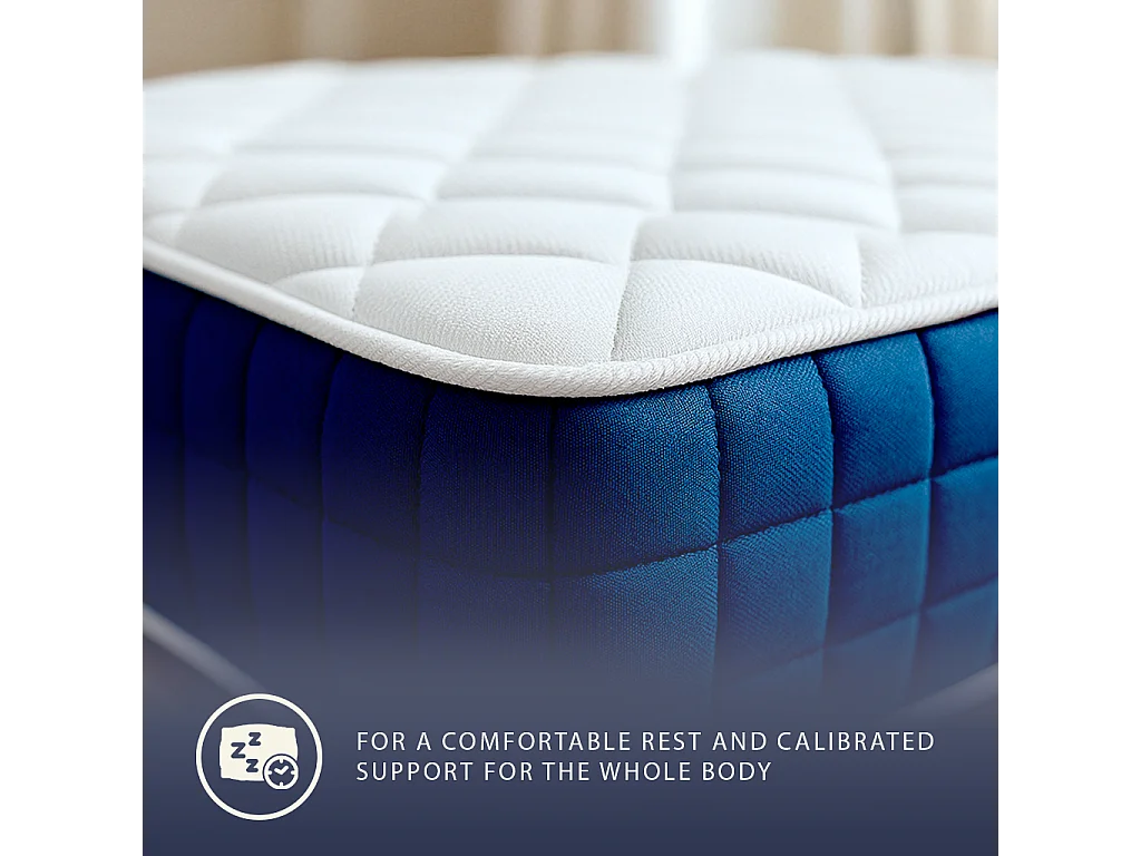 Matelas double français 140 X 190 Ressorts ensachés et Memory Foam | Hauteur 30 cm | Hypoallergénique | Médical