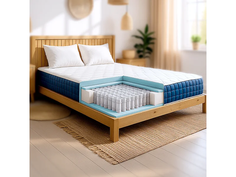 Colchão casal francês 140 X 190 Molas ensacadas e Memory Foam | Altura 30 cm | Hipoalergênico | Dispositivo Médico