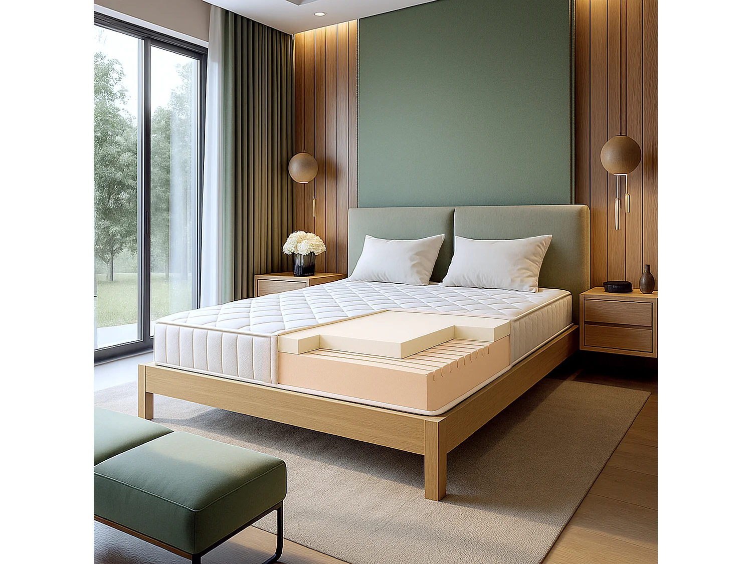 Nuri Pro | Matelas mémoire | 20 cm | Orthopédique & Ignifuge | Antiallergique | C1 | IT | 160x200