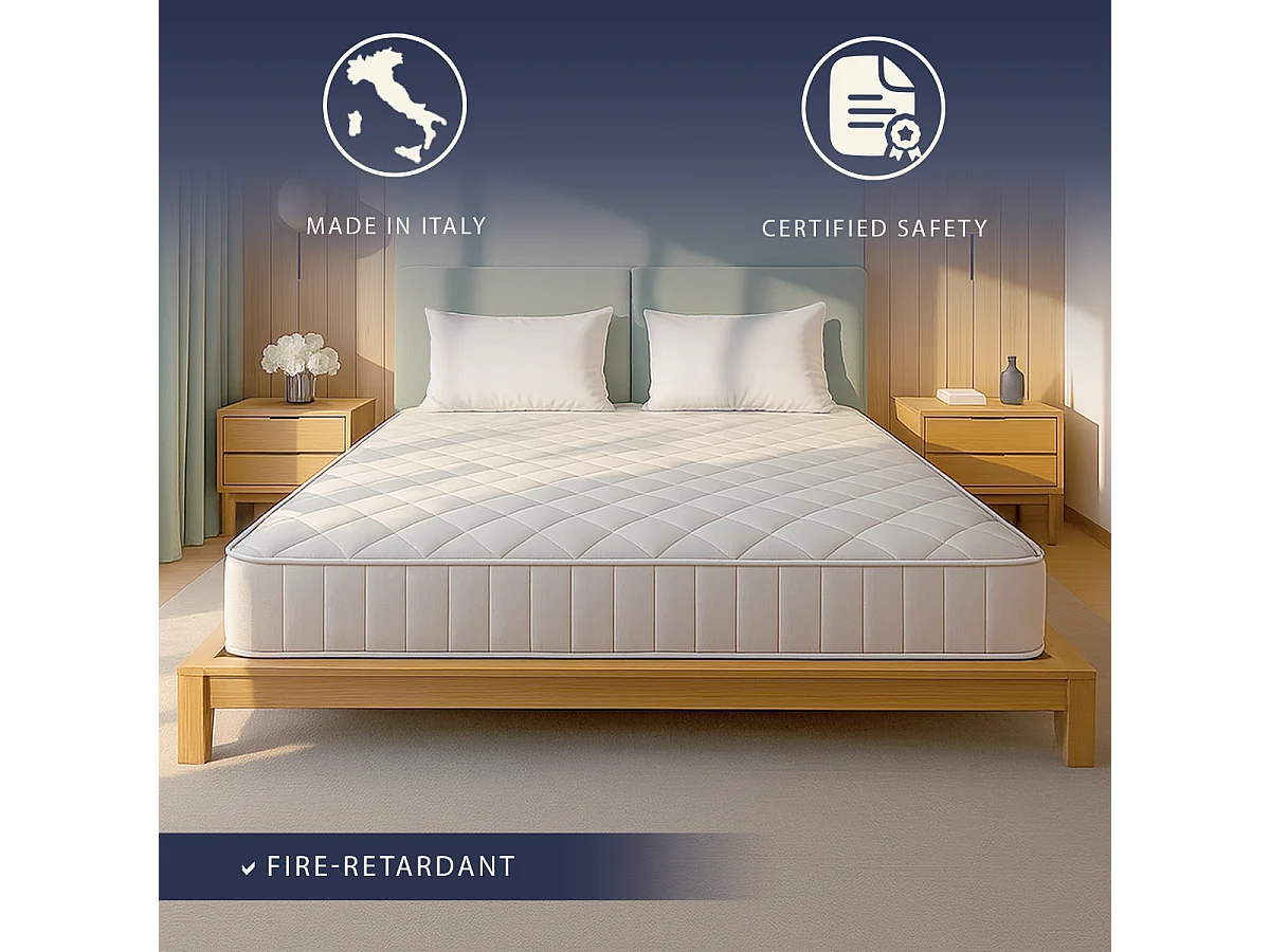 Nuri Pro | Matelas mémoire | 20 cm | Orthopédique & Ignifuge | Antiallergique | C1 | IT | 160x200