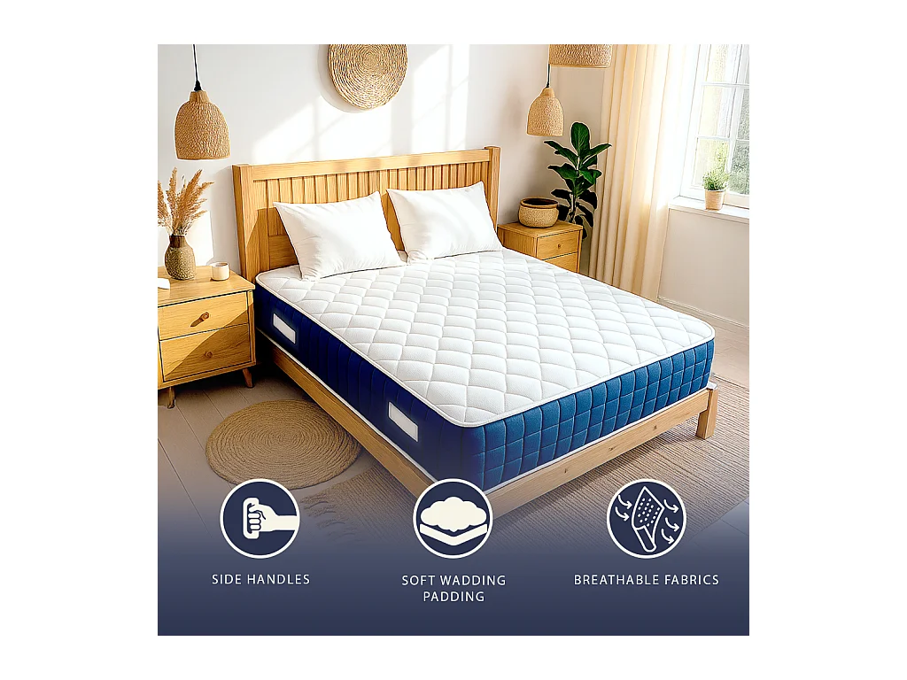 Matelas simple 90 X 200 Ressorts ensachés et Memory Foam | Hauteur 30 cm | Hypoallergénique | Médical | Italie