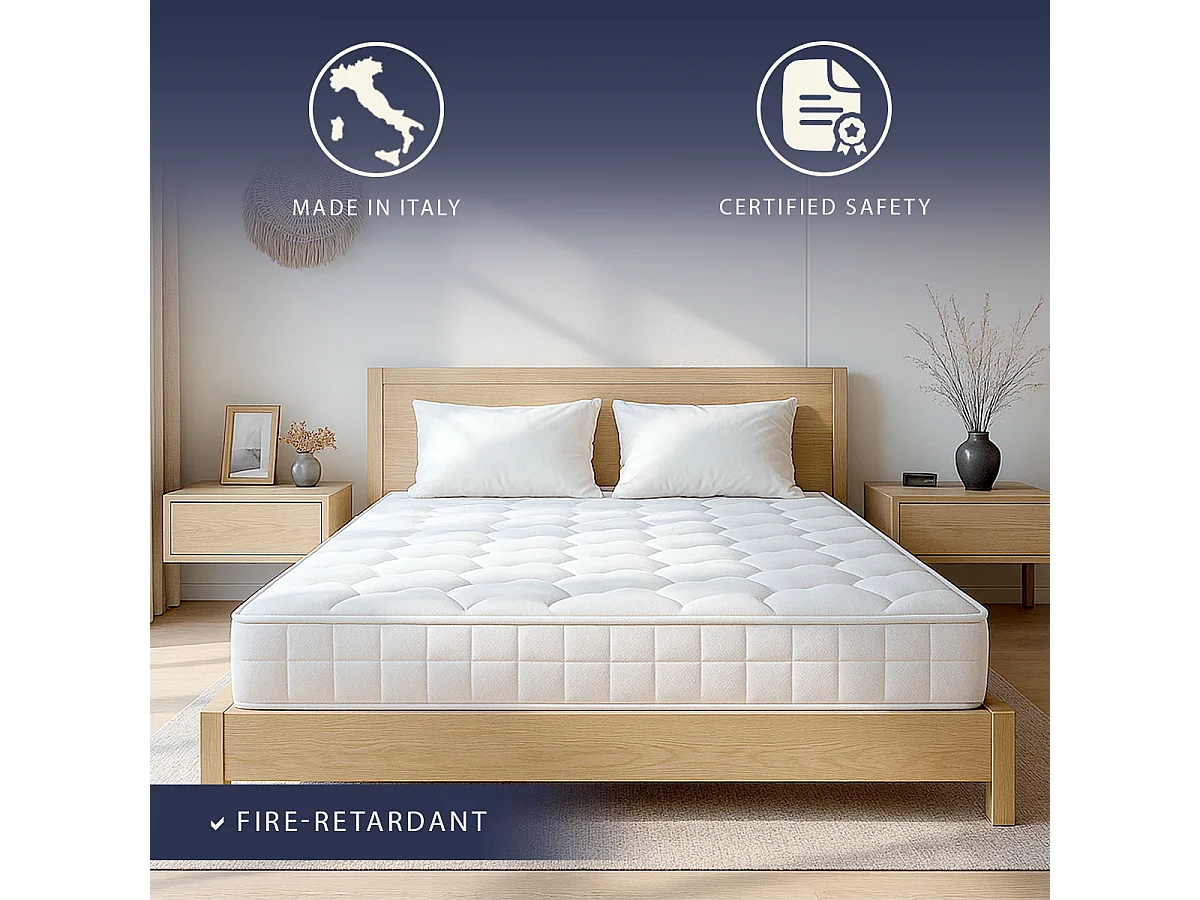 Matelas 90x190 ressorts ensachés + mémoire | H25 cm | Fabriqué en Italie