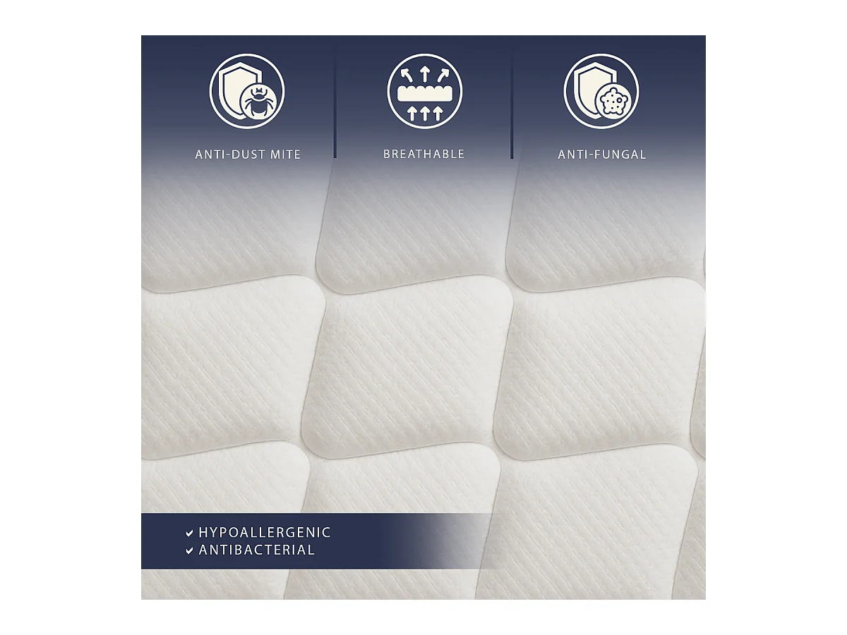Matelas double français 140 X 200 Ressorts ensachés et Memory Foam | Hauteur 30 cm | Hypoallergénique | Médical