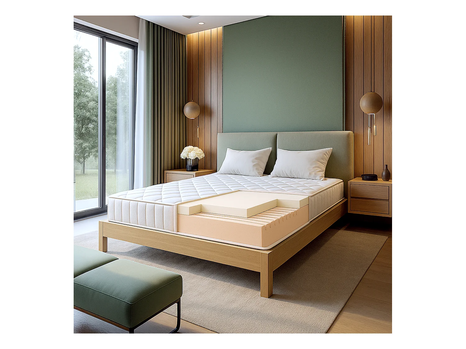 Nuri Pro | Matelas mémoire | 20 cm | Orthopédique & Ignifuge | Antiallergique | C1 | IT | 80x190