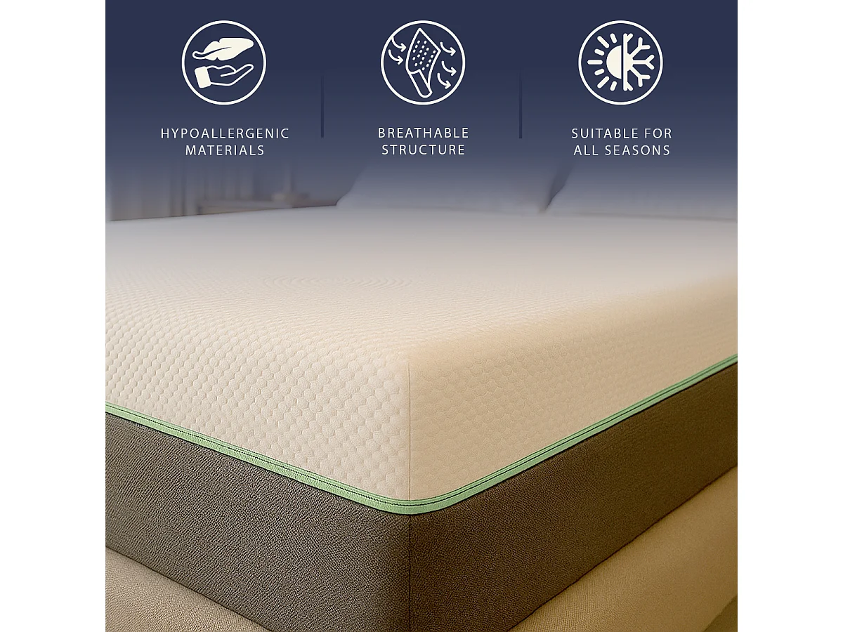 Matelas double 180x200 mousse mémoire Breeze & ressorts | H 25 cm | Certif. médical classe 1 | Déhoussable
