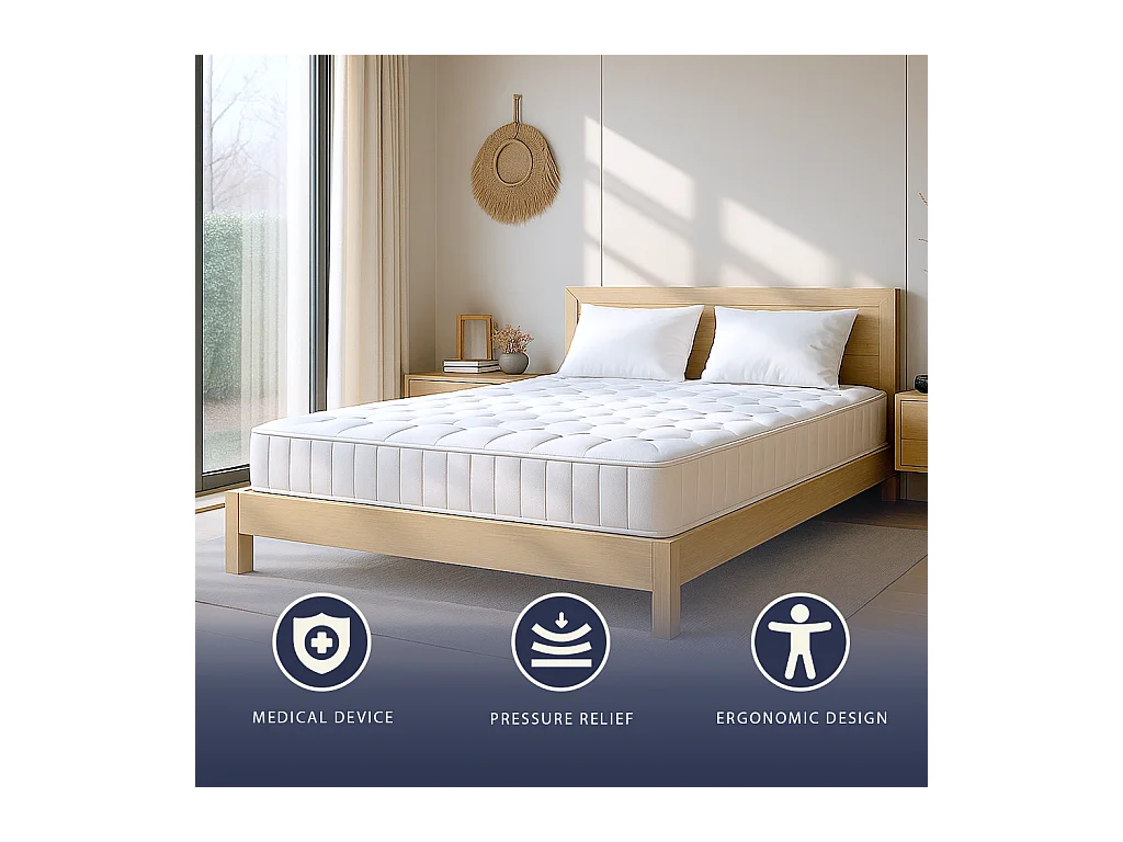 Matelas 160x200 ressorts ensachés + mémoire | H25 cm | Fabriqué en Italie