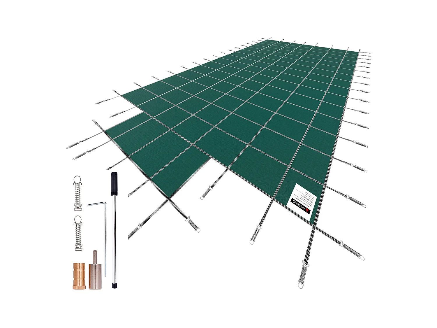 Couverture de Sécurité SucceBuy Rectangulaire pour Piscine, Section en Escalier, 122 x 144 cm, Verte pour une Utilisation en Extérieur en Hiver
