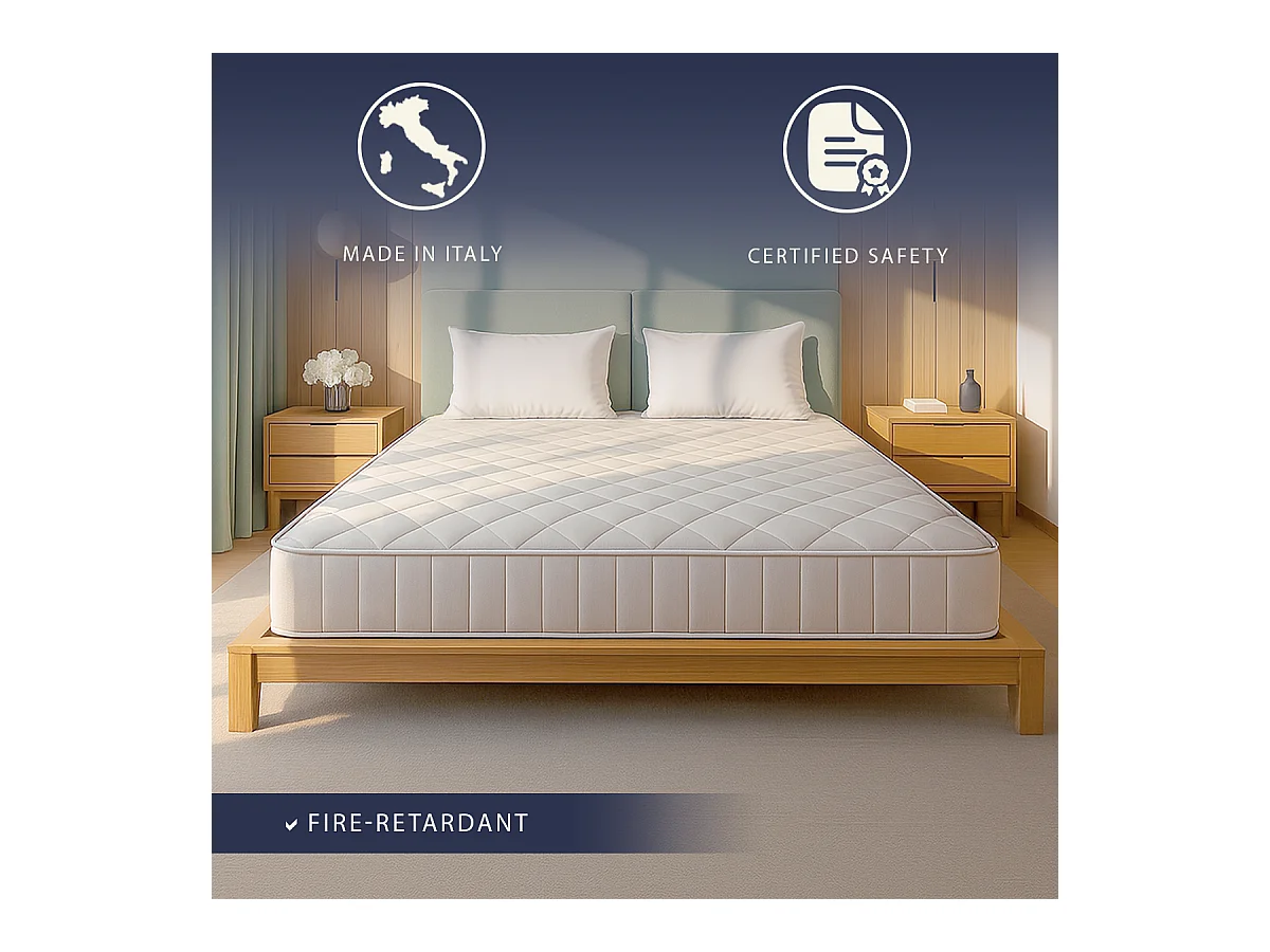 Nuri Pro | Matelas mémoire | 20 cm | Orthopédique & Ignifuge | Antiallergique | C1 | IT | 180x200