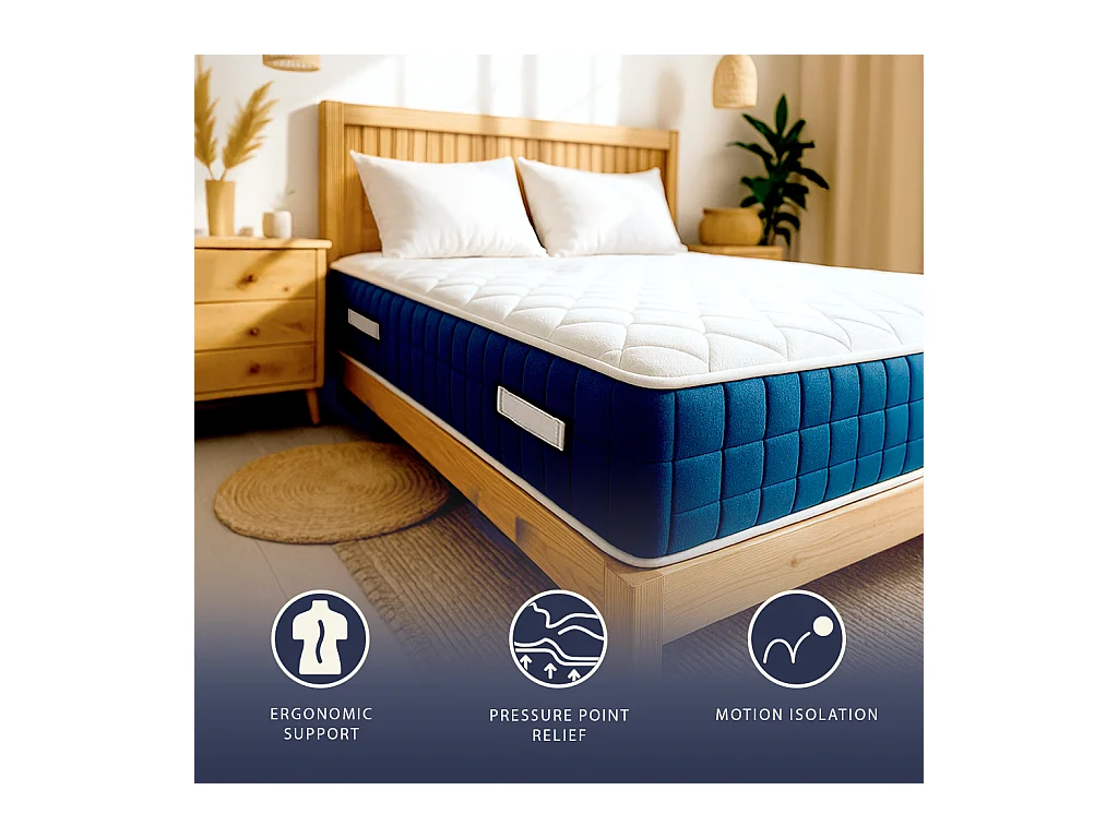 Matelas double 160 X 190 Ressorts ensachés et Memory Foam | Hauteur 30 cm | Hypoallergénique | Médical | Italie