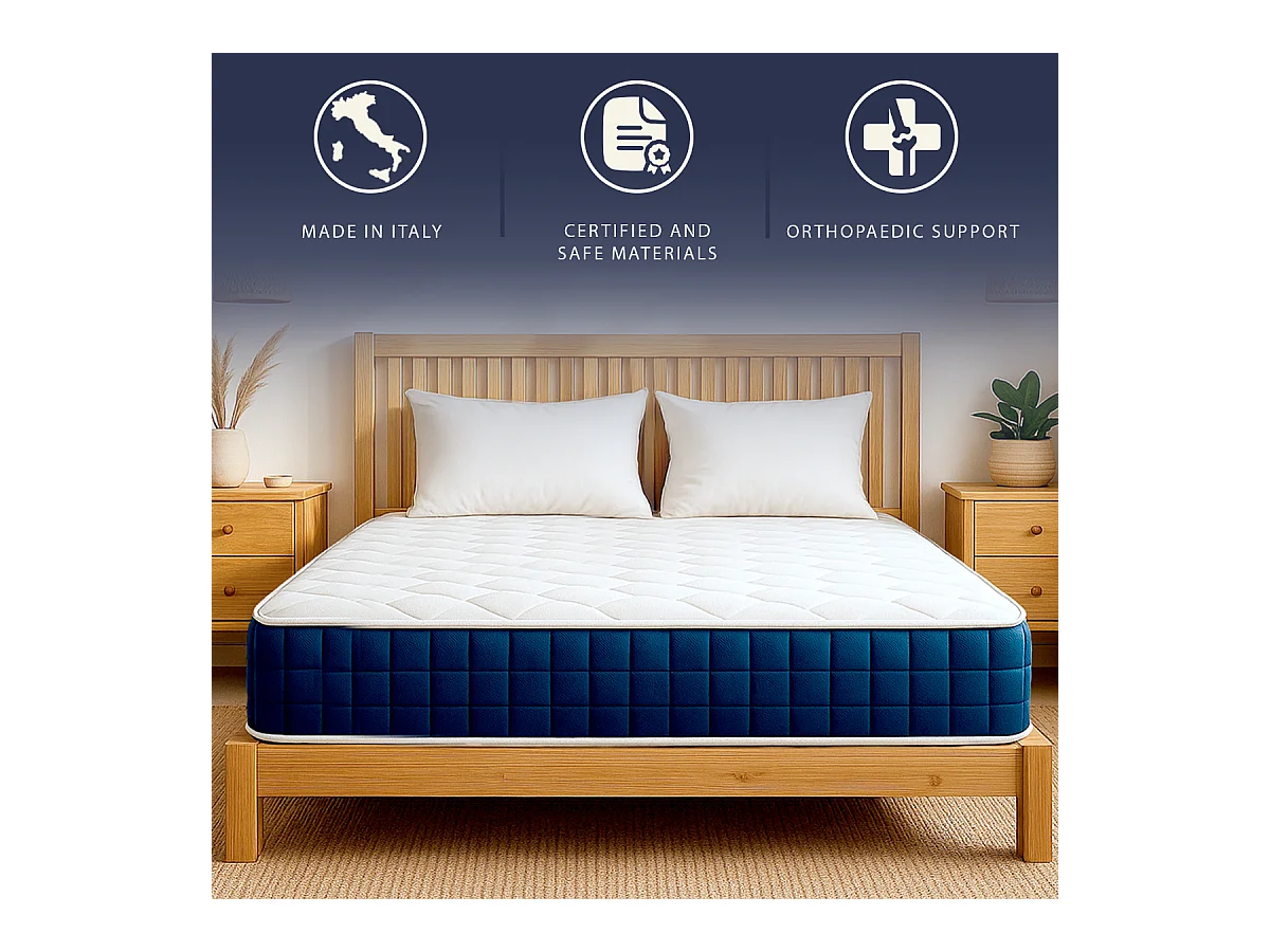 Matelas double 160 X 190 Ressorts ensachés et Memory Foam | Hauteur 30 cm | Hypoallergénique | Médical | Italie