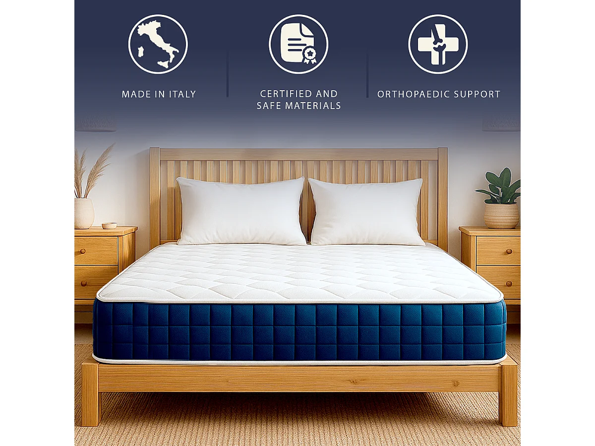 Materasso una piazza e mezza 120 X 190 Molle Insacchettate e Memory Foam | Altezza 30 cm | Anallergico | Medico