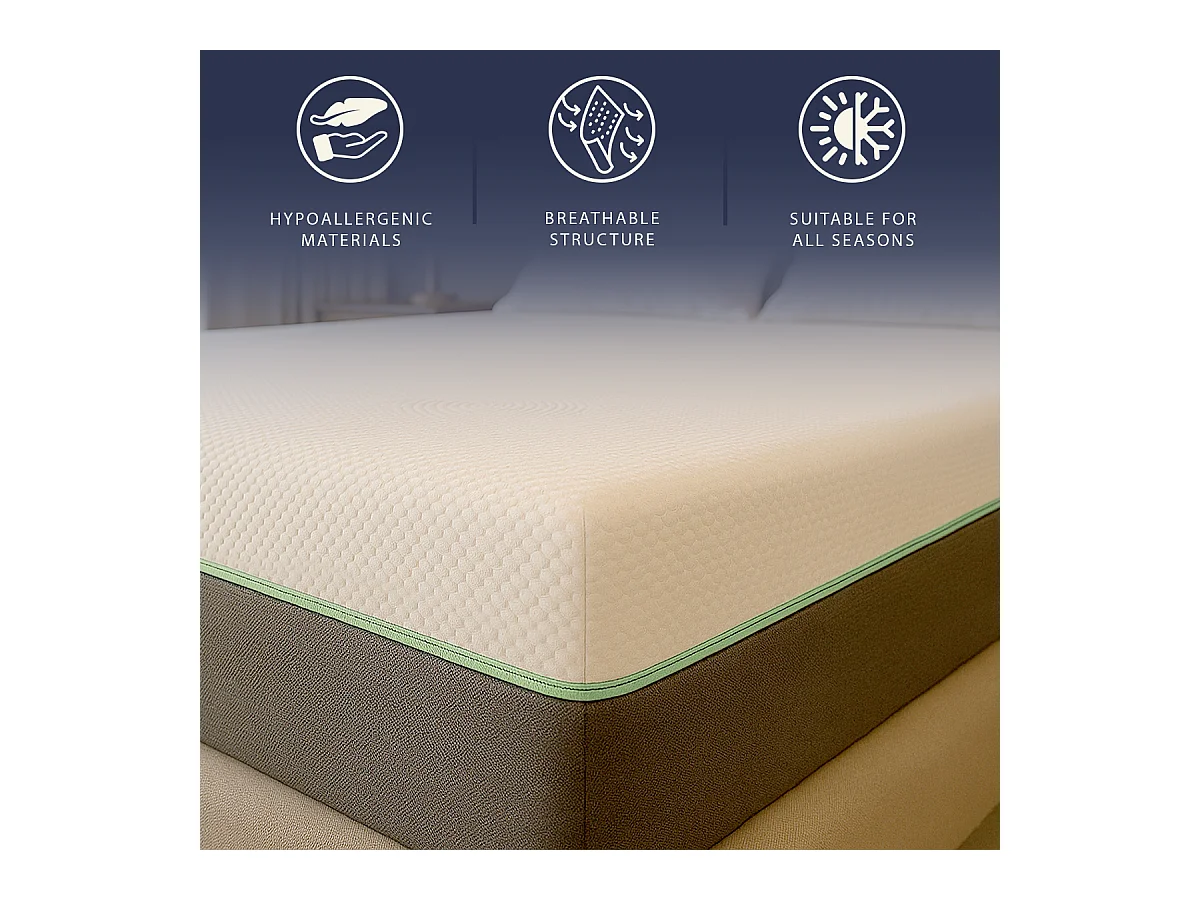 Matelas simple 90x190 mousse mémoire Breeze & ressorts | H 25 cm | Certif. médical classe 1 | Déhoussable