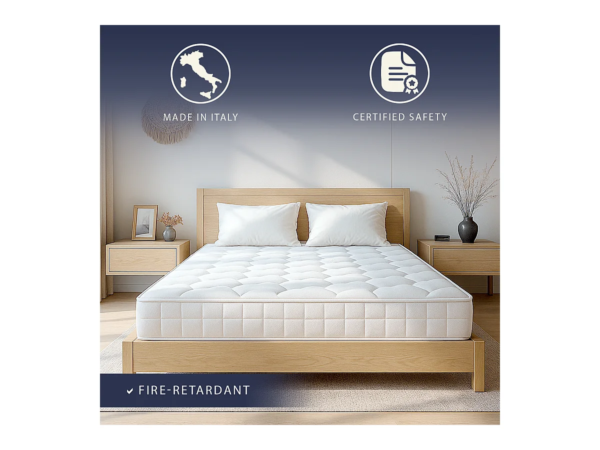 Matelas 120x200 ressorts ensachés + mémoire | H25 cm | Fabriqué en Italie
