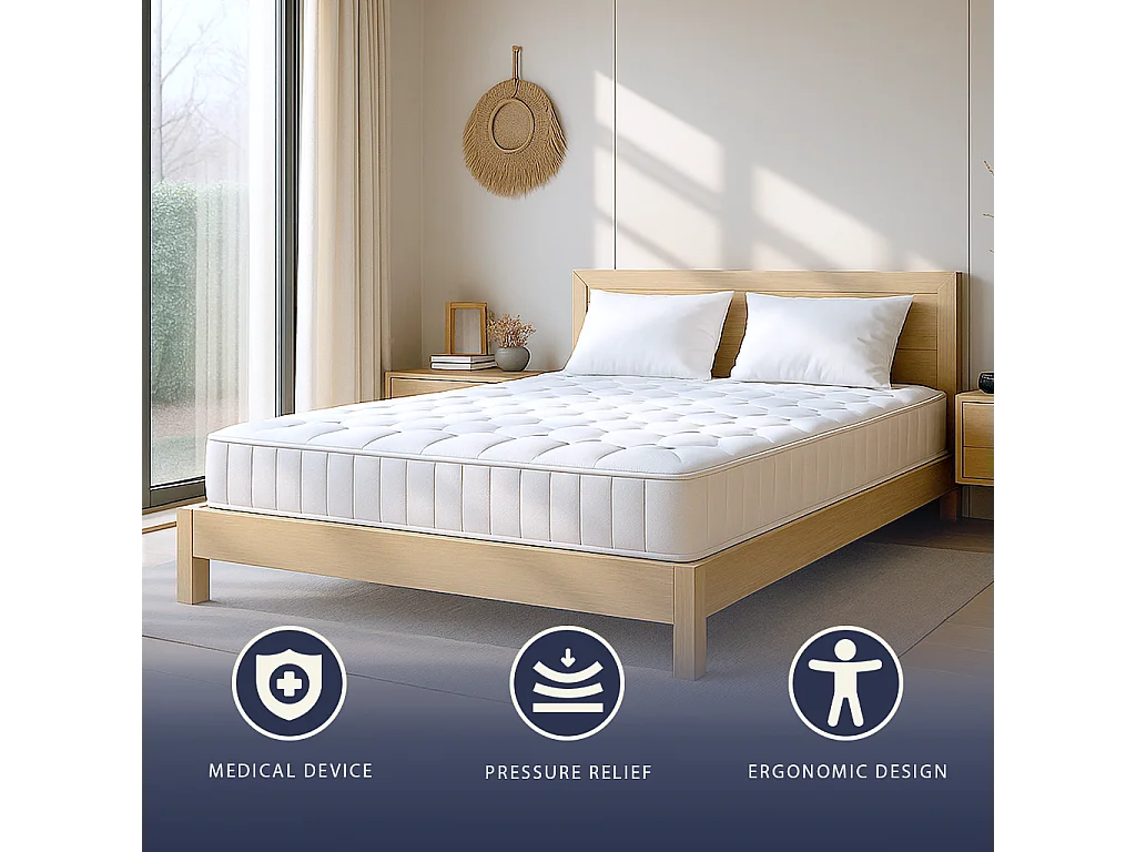 Matelas 120x200 ressorts ensachés + mémoire | H25 cm | Fabriqué en Italie