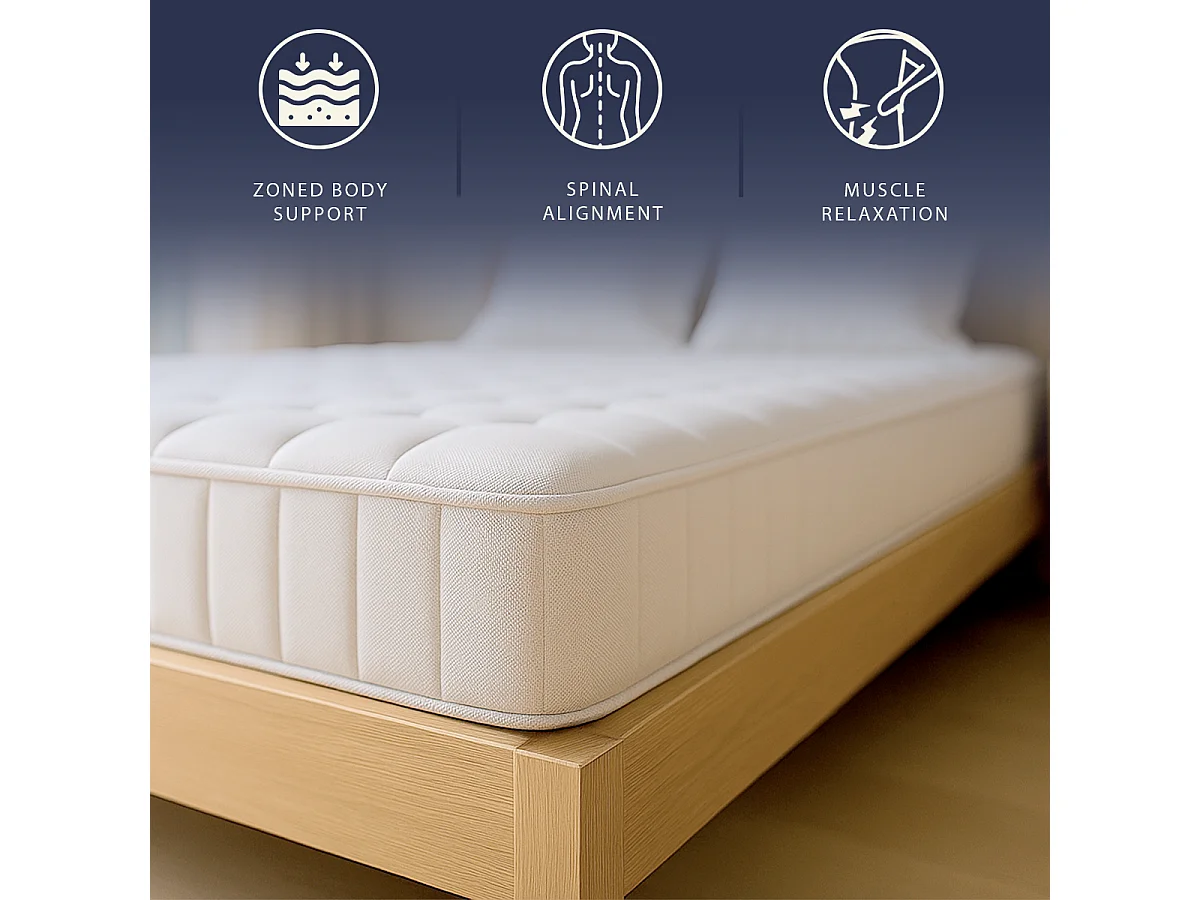 Matelas 90x200 ressorts ensachés + mémoire | H25 cm | Fabriqué en Italie