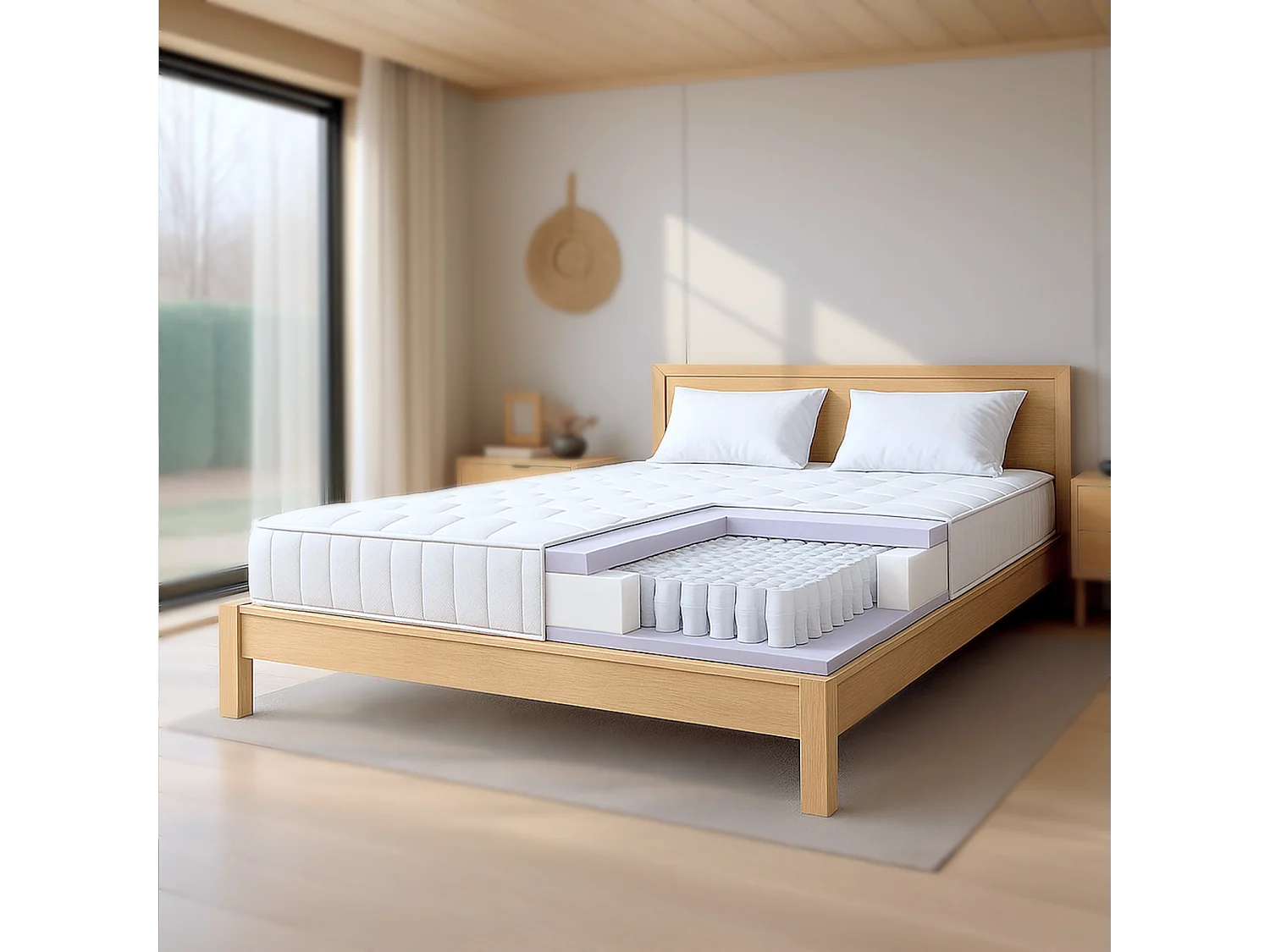 Matelas 90x200 ressorts ensachés + mémoire | H25 cm | Fabriqué en Italie