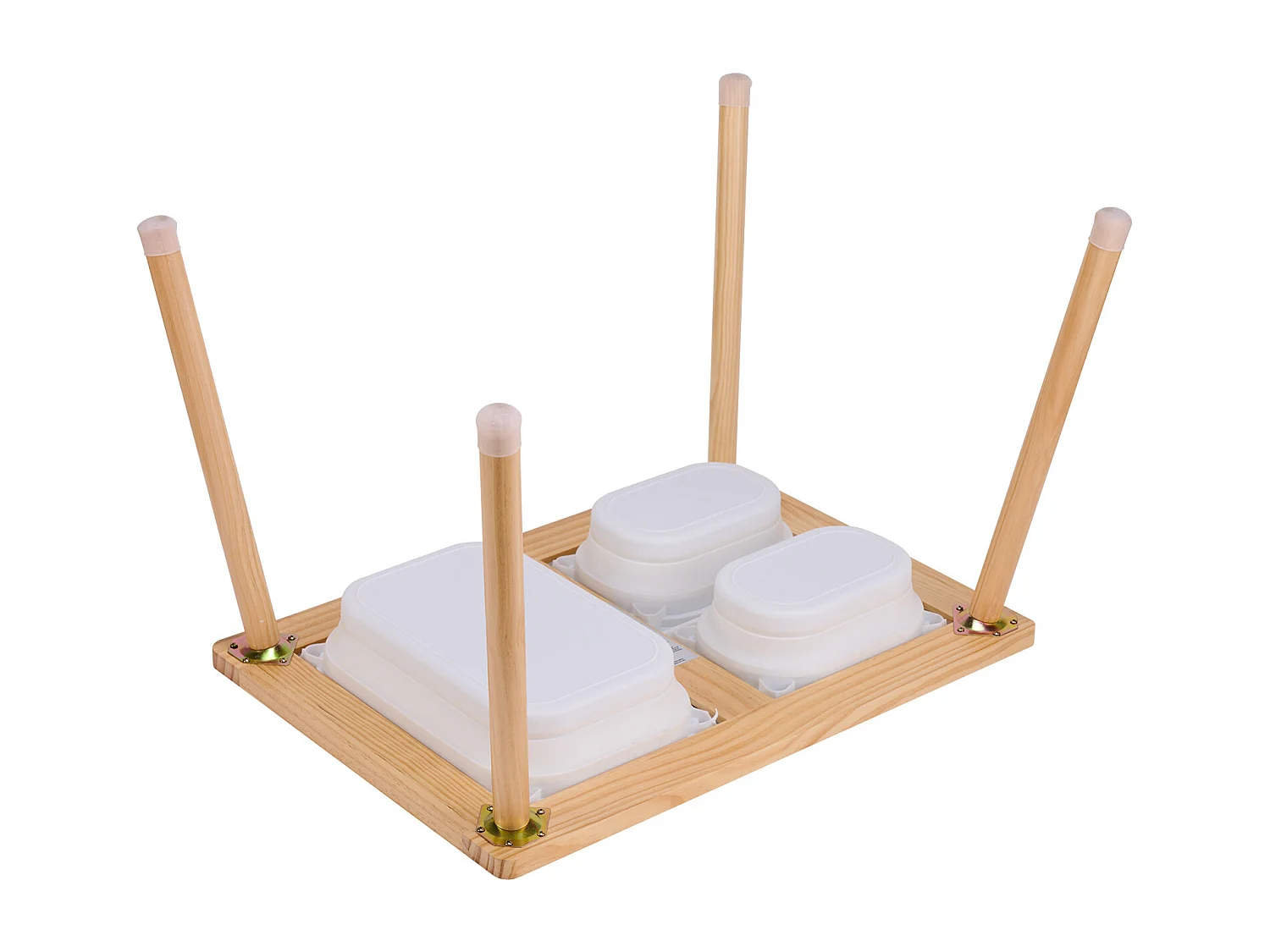 Table Sensorielle SucceBuy pour Enfants Table à Eau et Sable en Bois 3 Bacs - Développe la Créativité et les Sens des Jeunes Enfants