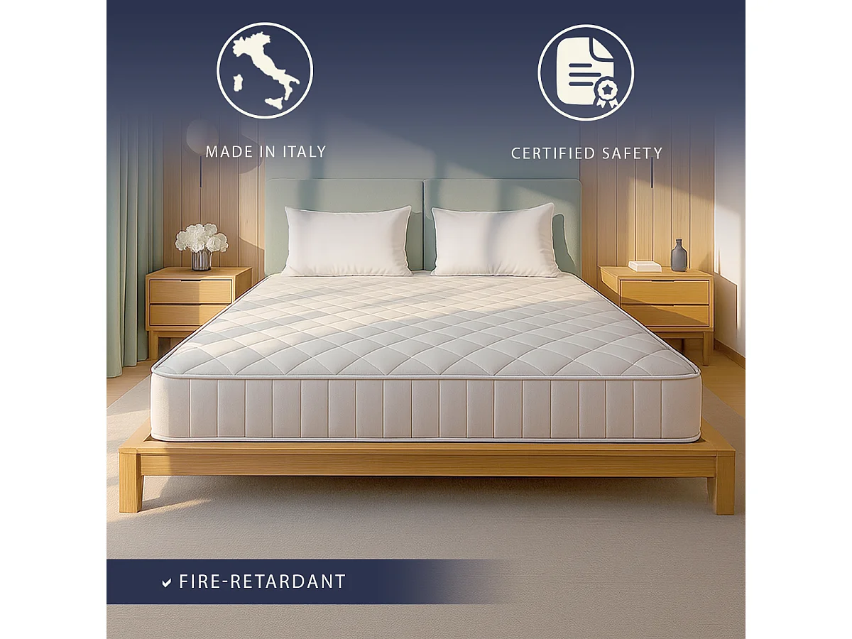 Nuri Pro | Matelas mémoire | 20 cm | Orthopédique & Ignifuge | Antiallergique | C1 | IT | 90x200