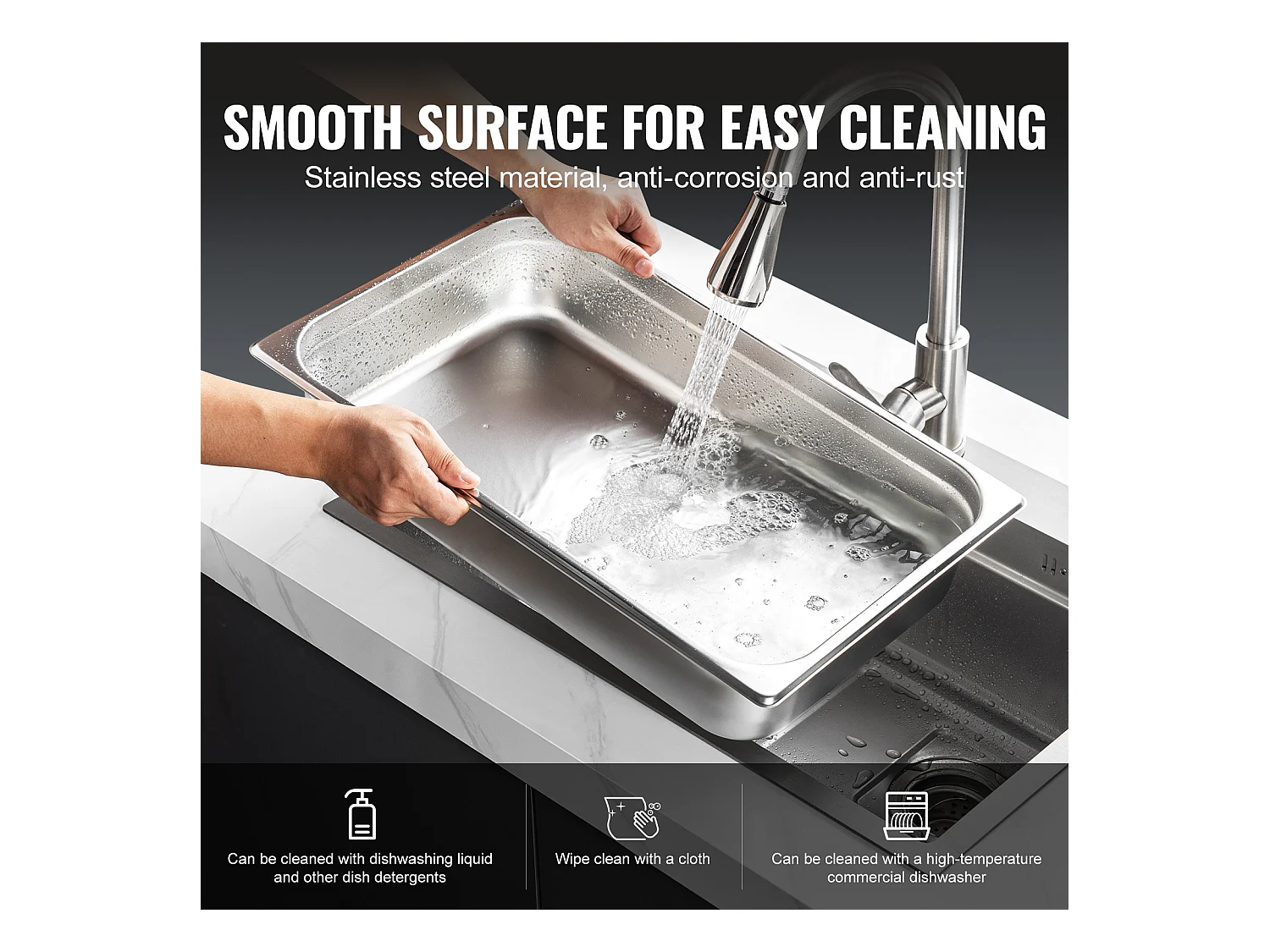 Poêles à Vapeur SucceBuy pour Hôtel Lot de 6 , en Acier Inoxydable, Profondeur 10 cm