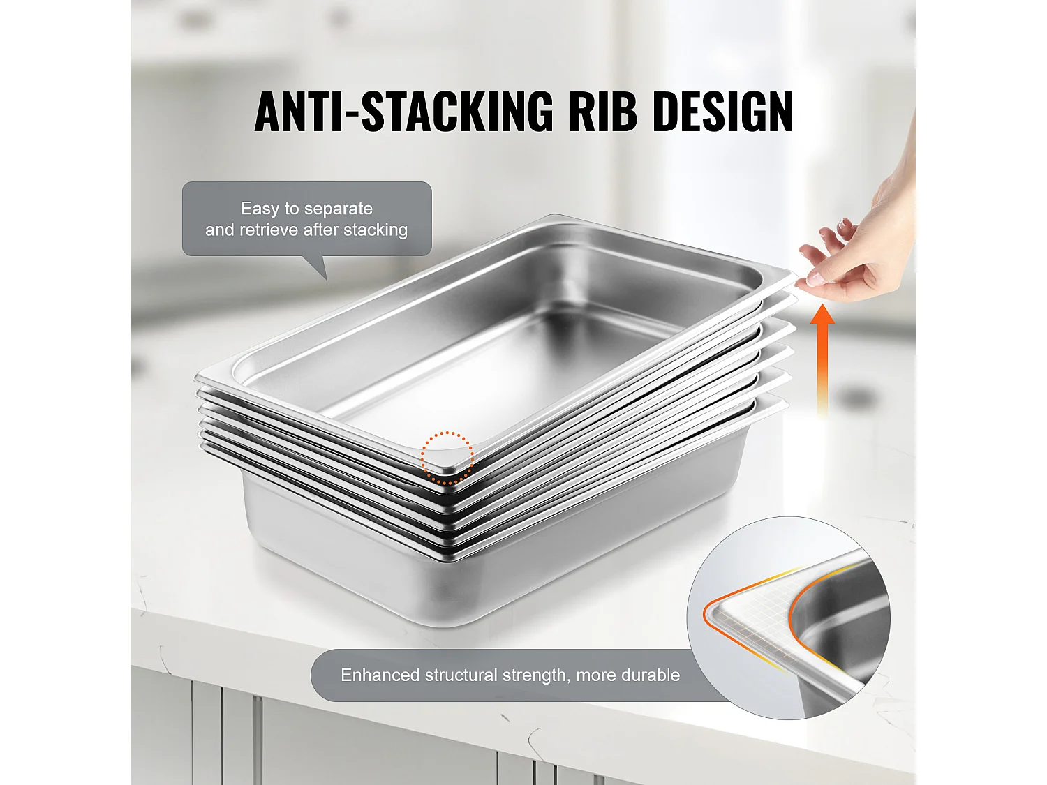 Kotły Parowe SucceBuy dla Hoteli, Set z 6 Sztuk, z Stali Nierdzewnej, Głębokość 10 cm