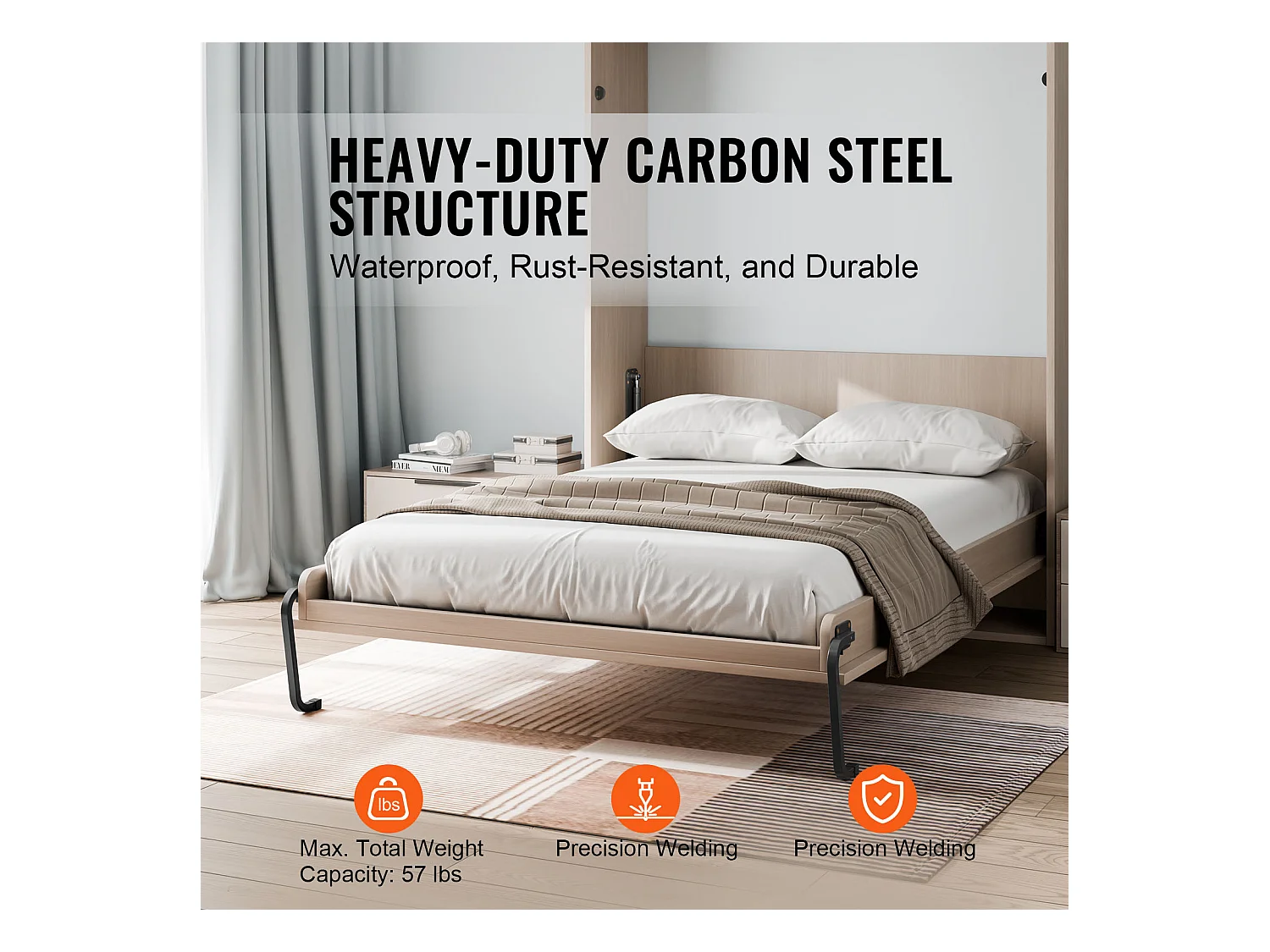 Kit de Lit Escamotable SucceBuy, Full Size Vertical DIY Hardware Pliable, Gain de Place pour la Chambre d'Amis